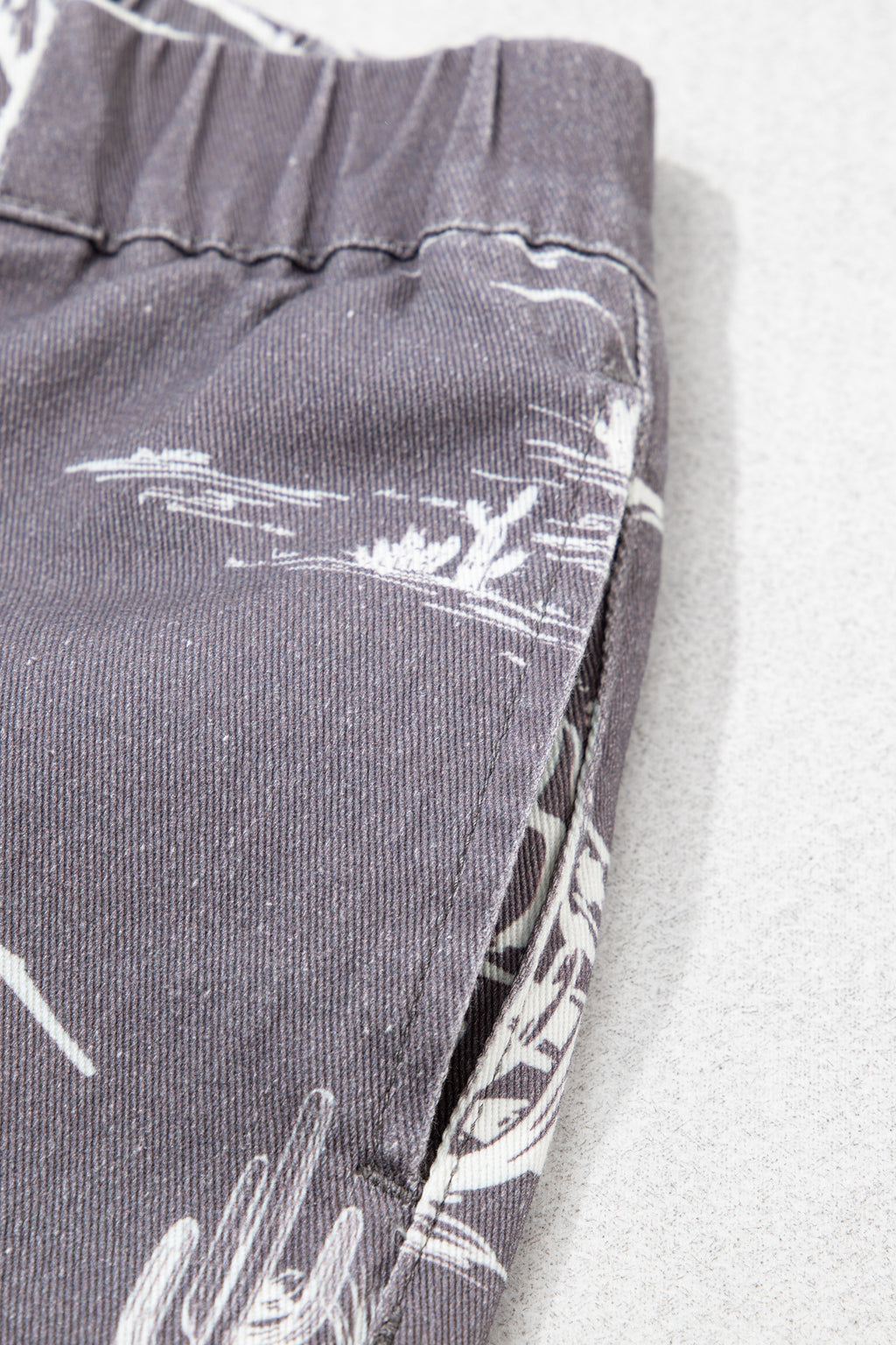 Women's Grey Wild West Print Straight Leg Jeans Elastic Waist UK 4-16