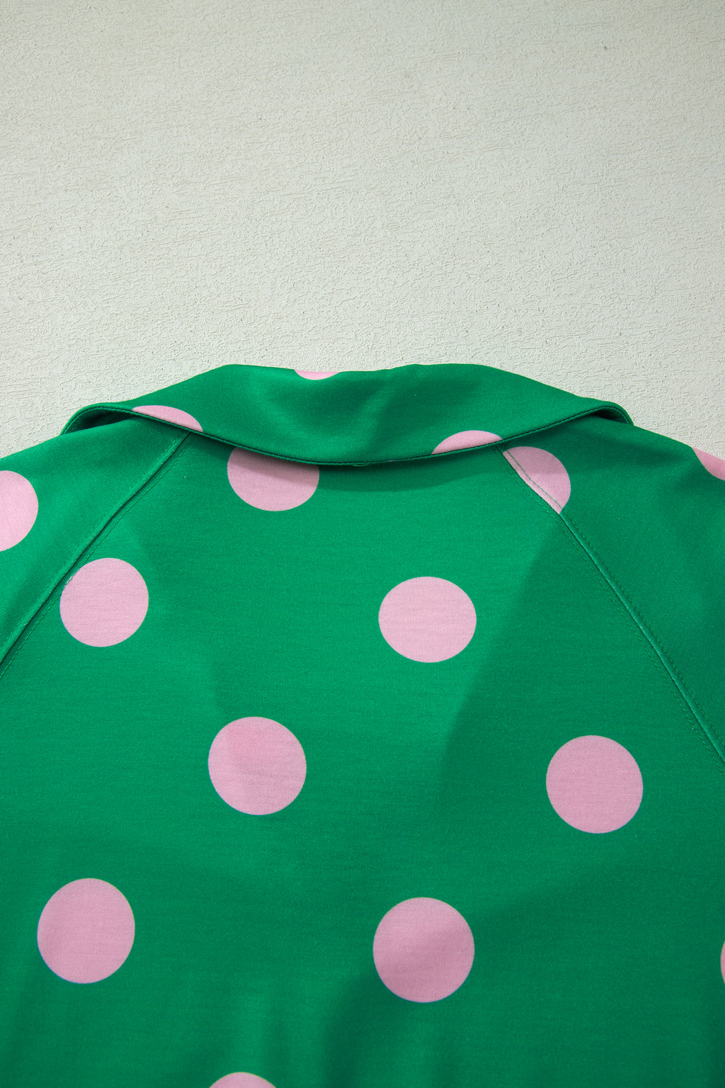 Polka Dot V-Neck Tee & Shorts Co-ord Set | Green, Pink & Beige S-XL