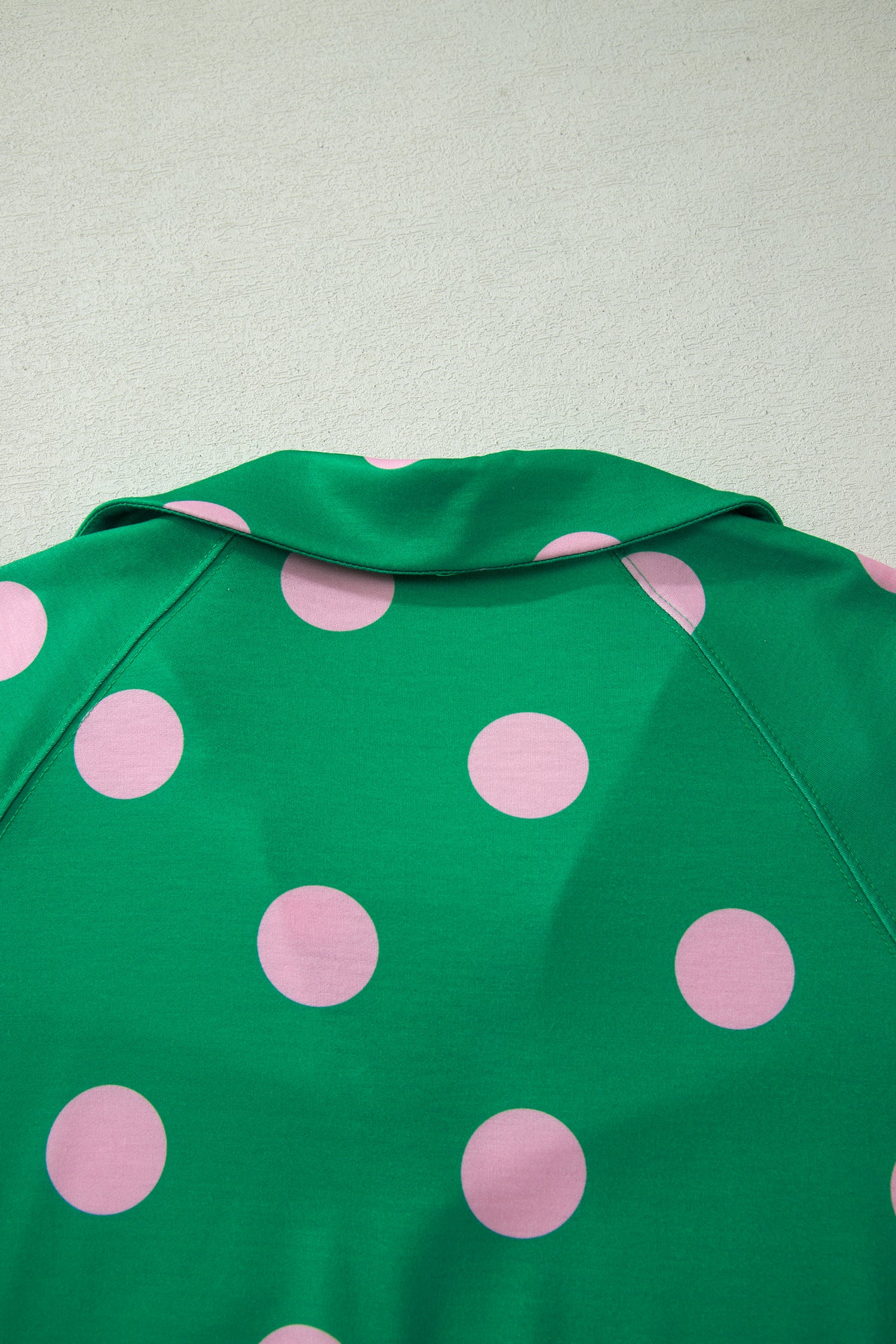 Polka Dot V-Neck Tee & Shorts Co-ord Set | Green, Pink & Beige S-XL