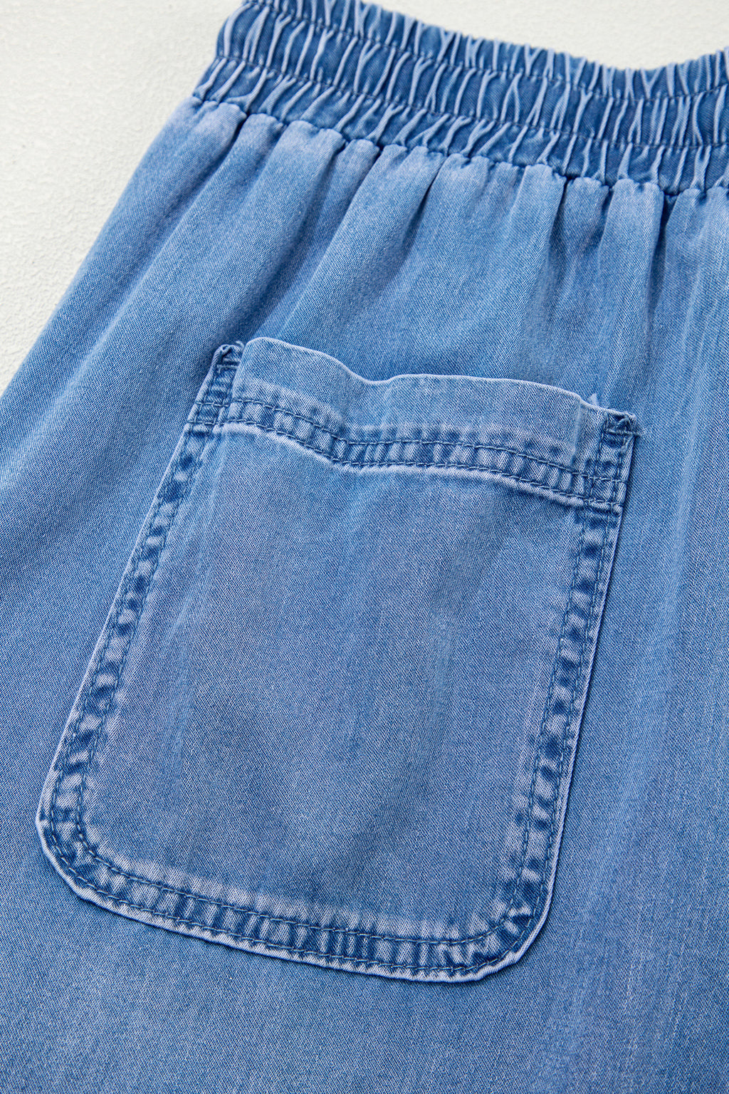 Beau Blue Drawstring Elastic Waist Pocketed Loose Denim Pants | UK 8–18