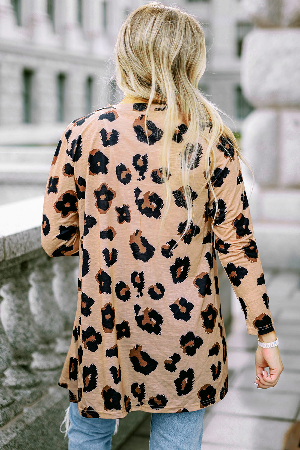 LivelyLooks Leopard Print Open Front Knit Cardigan S-2XL women's fashion