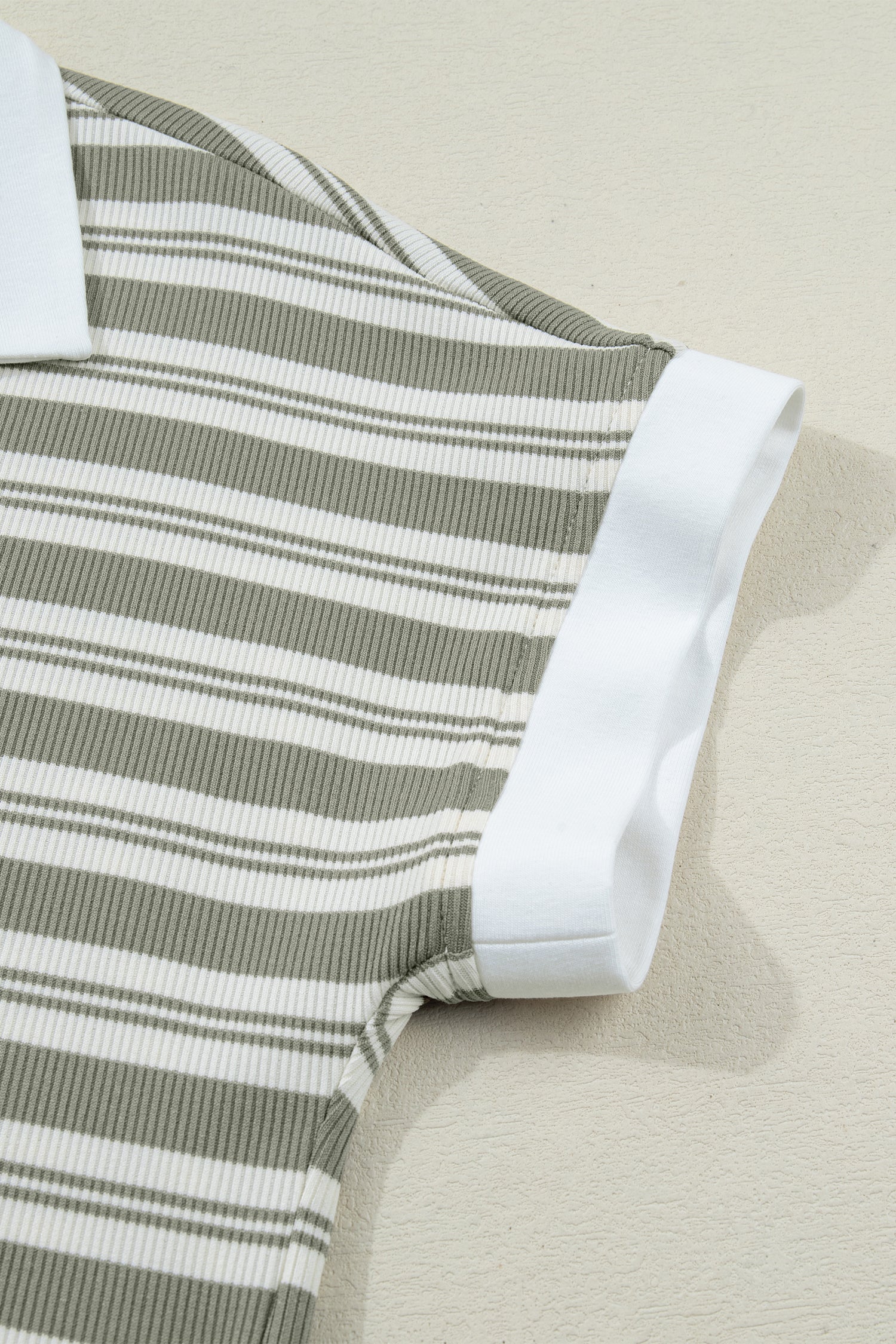 Shop Women's Stripe Collared V-Neck Short Sleeve T-Shirt Midi Dress Pockets Green at LivelyLooks