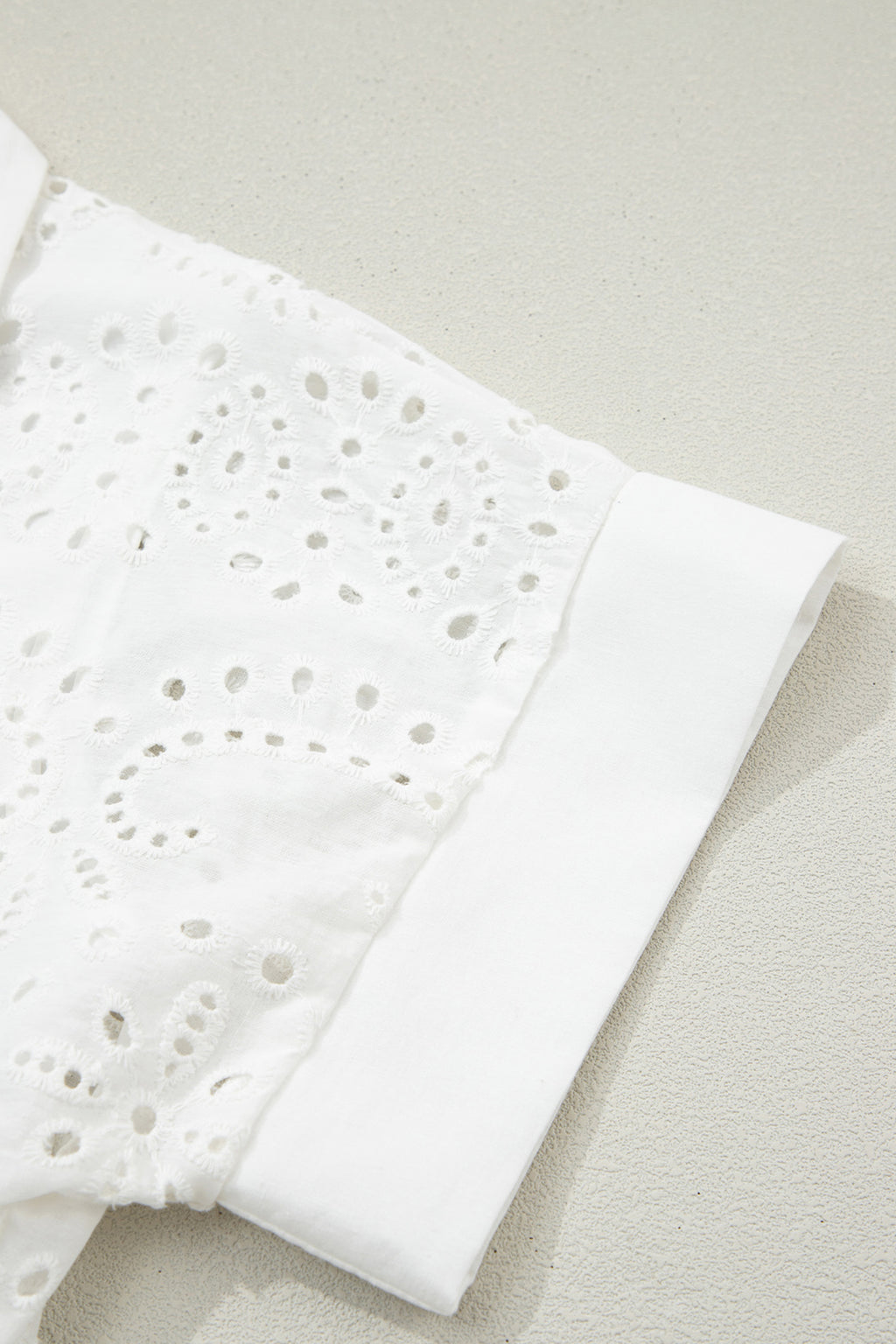 White & Green Eyelet Embroidered Short Sleeve T-Shirt Mini Dress