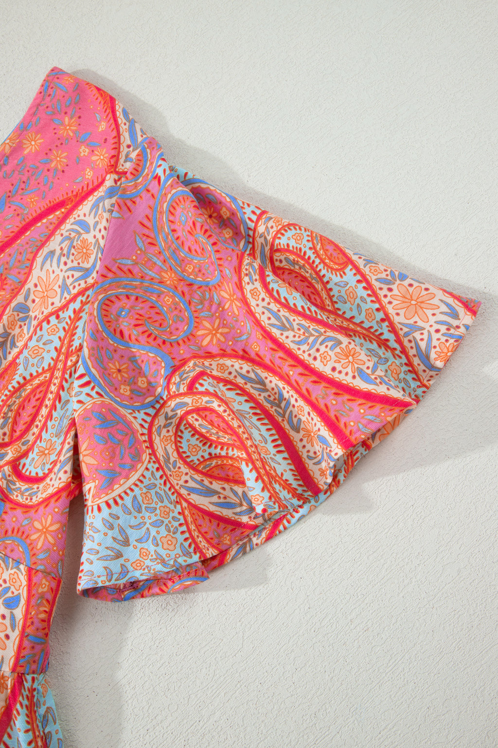 Multicolour Paisley Print V-Neck Flutter Sleeve Boho Maxi Dress