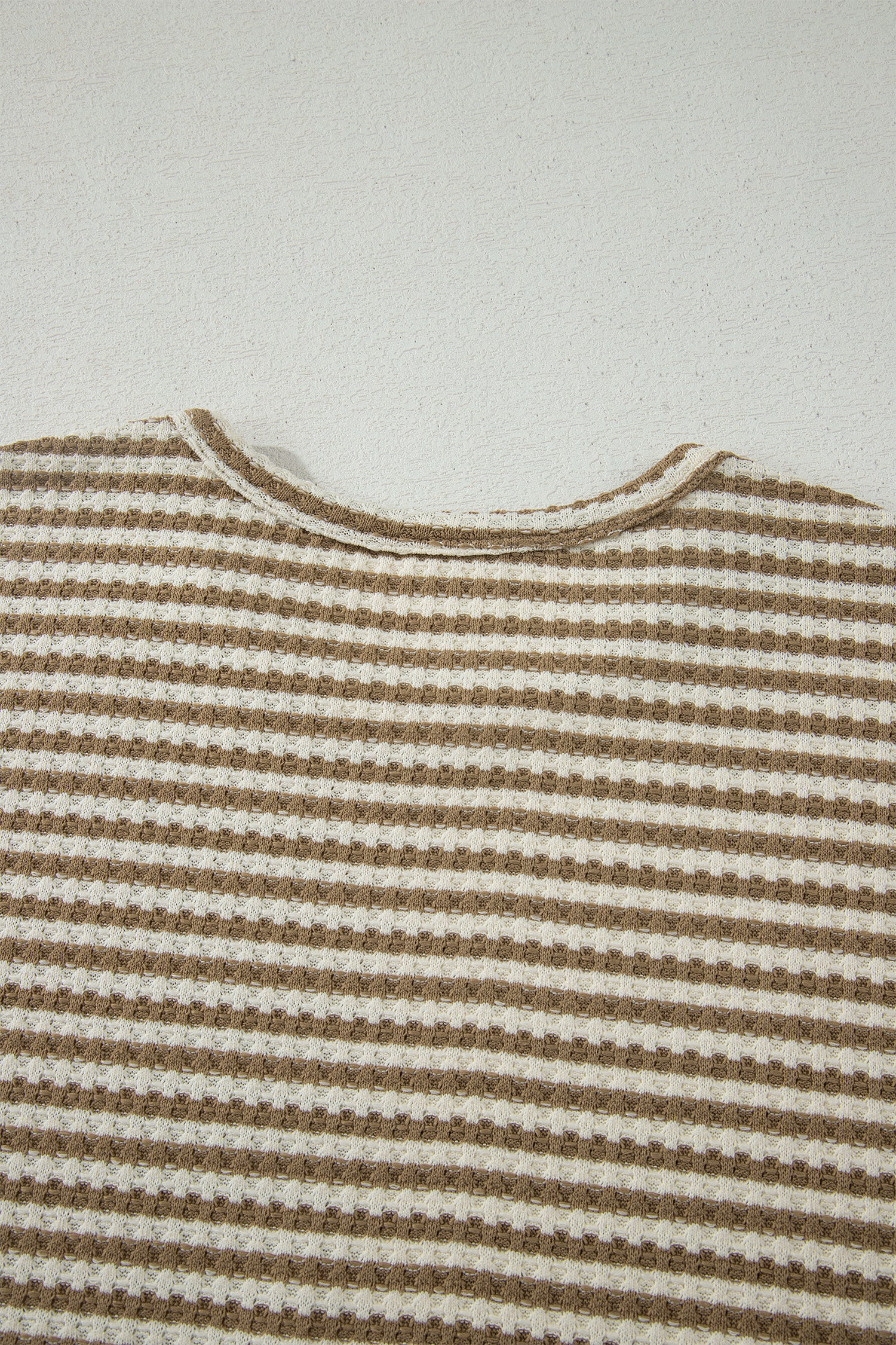 Stripe Textured Knit Top & Shorts Co-ord Set | Brown, Black & Purple