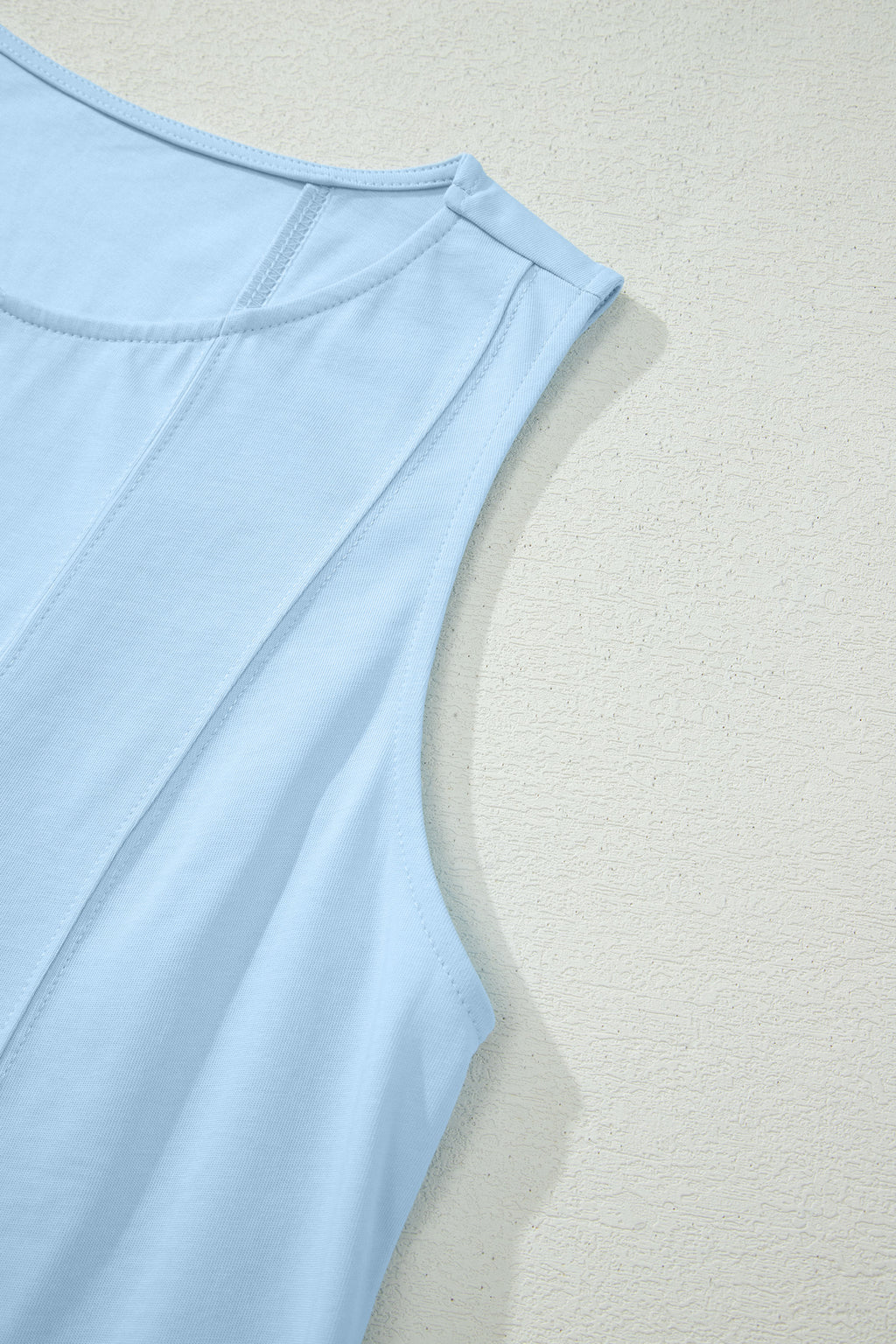Women's Stitched Detail Tank Top & Shorts Co-ord Set Pink Mist Blue S-XL