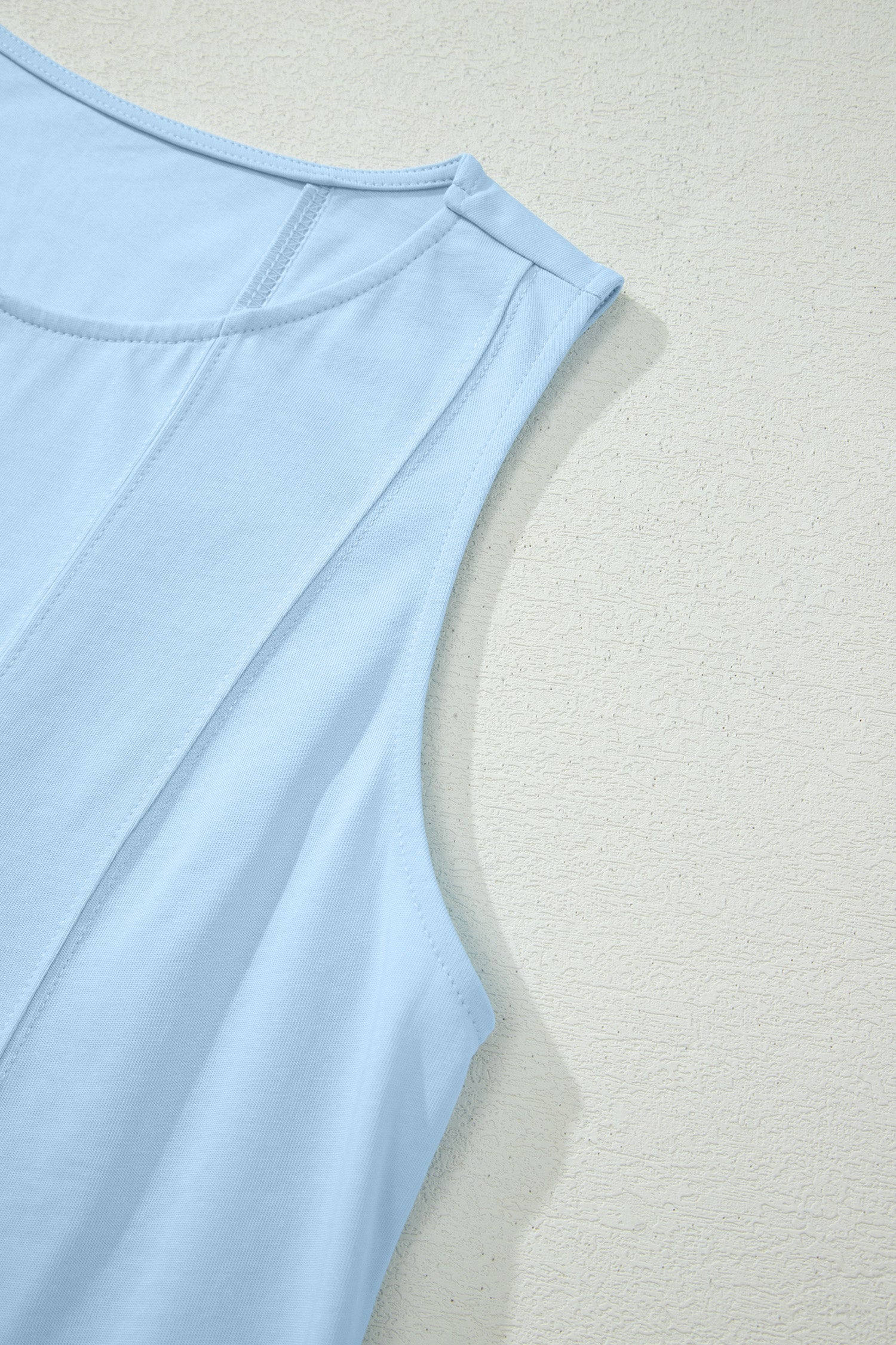Women's Stitched Detail Tank Top & Shorts Co-ord Set Pink Mist Blue S-XL