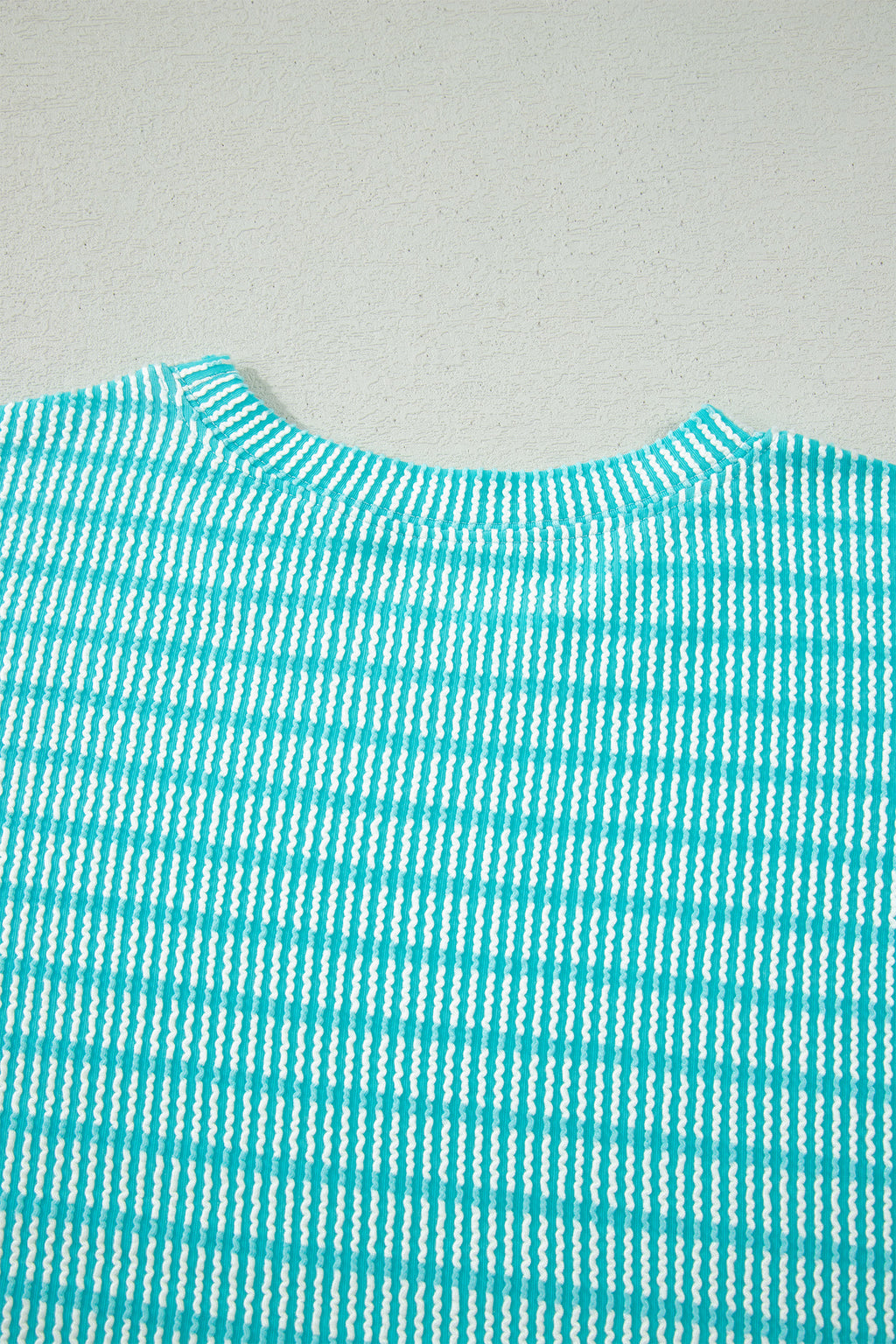 Stripe Raised Rib Tee & Drawstring Shorts Set Women's S-XL