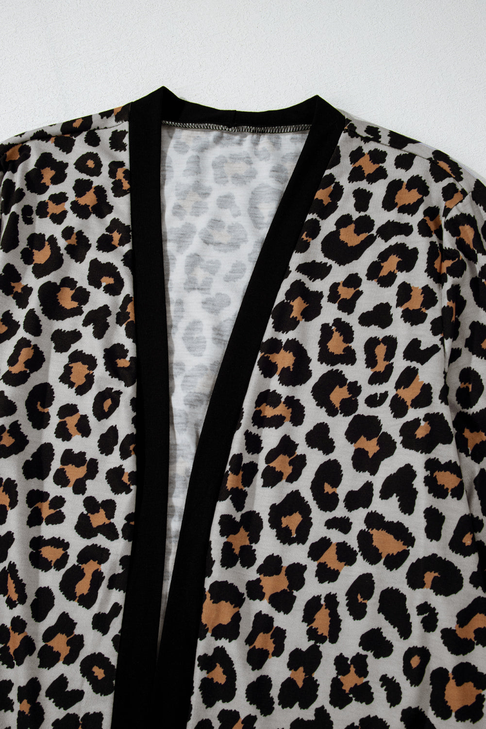 LivelyLooks Black Leopard Patched Pocket Open Front Knit Cardigan S-XL women's fashion