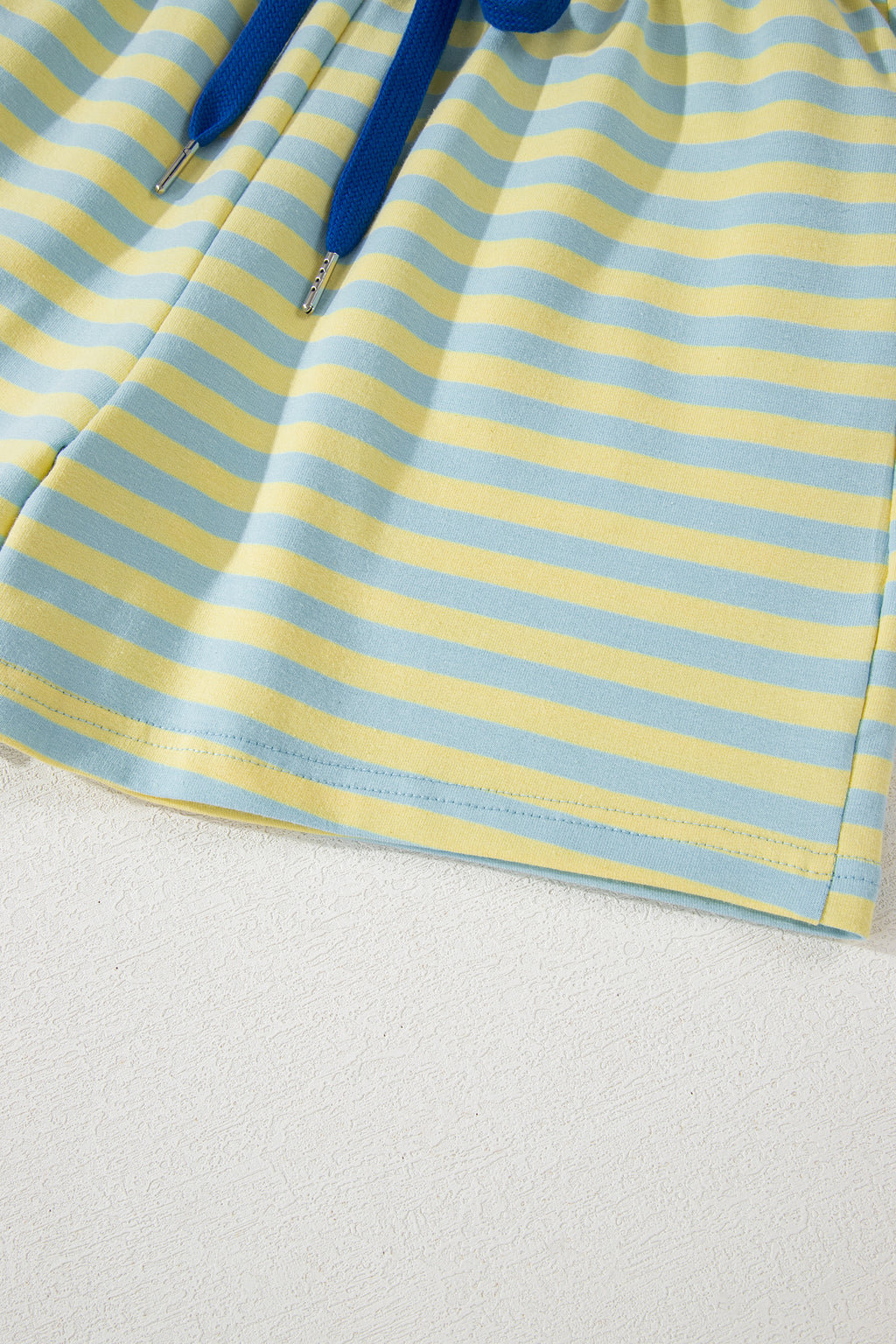 Women's Stripe Drop Shoulder Terry Short Set | Casual Co-ord S-XL at LivelyLooks
