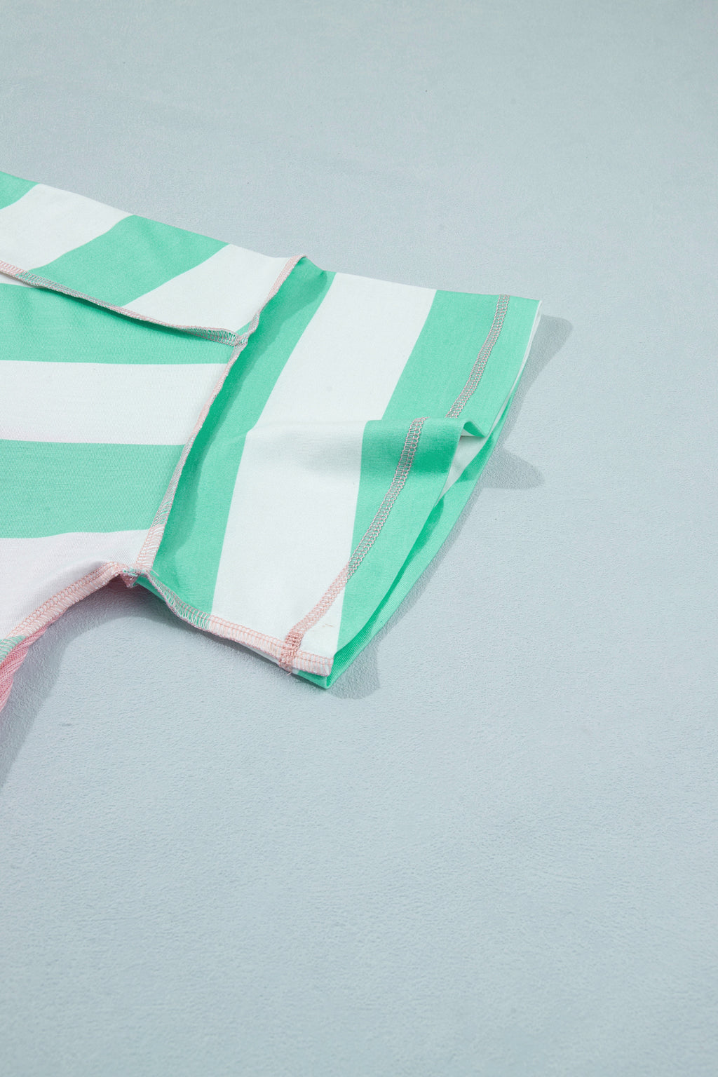 Stripe Colourblock Ribbed Patchwork Exposed Seam Oversized Tee | Pink & Green