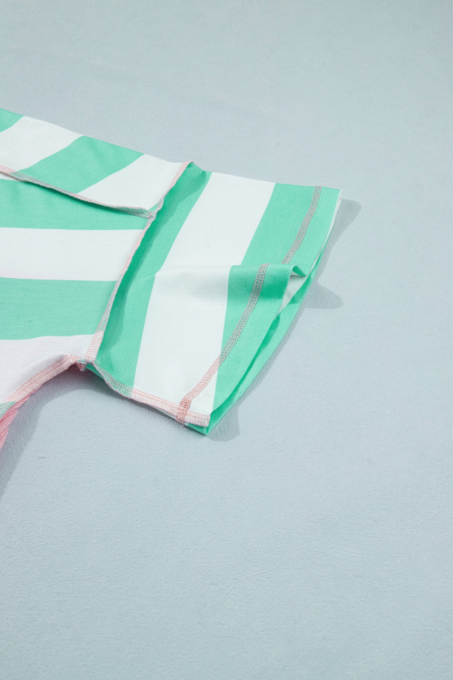 Stripe Colourblock Ribbed Patchwork Exposed Seam Oversized Tee | Pink & Green
