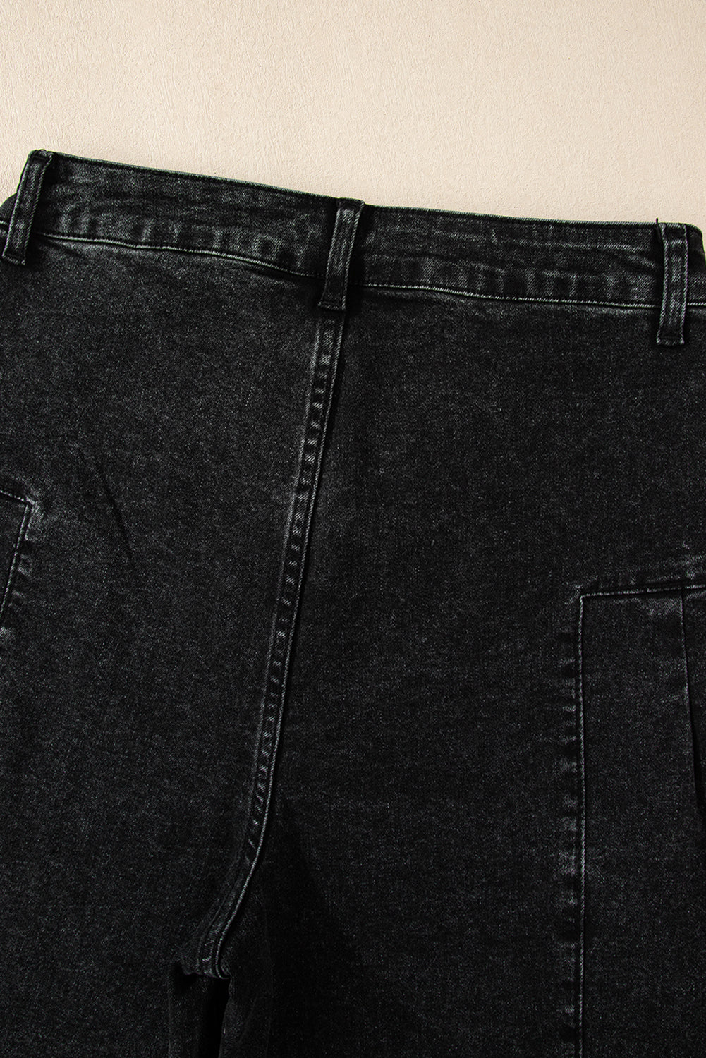 Dark Grey Pleated Wide Leg Mineral Wash Denim Pants | UK 8–18