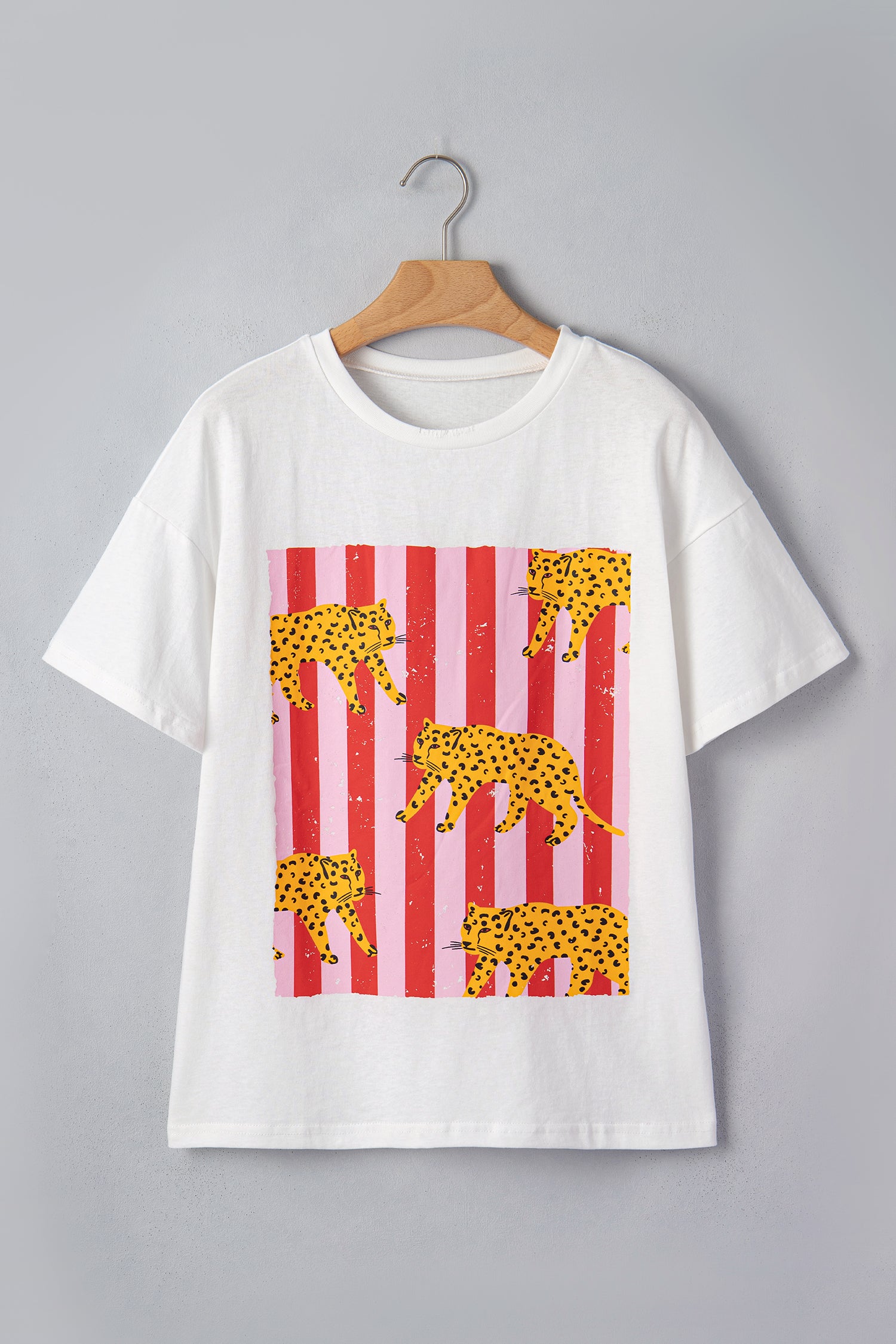 Dark Grey & White Cheetah Print Retro Graphic Tee S-XL