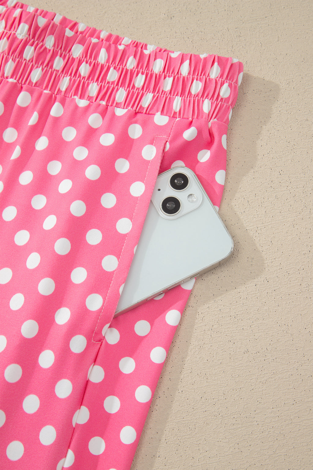Polka Dot Halter Tank & Wide Leg Pants 2-Piece Set Blue & Pink