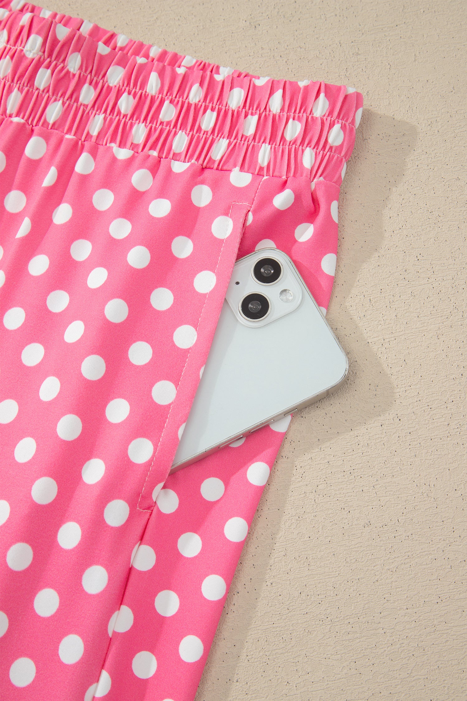 Polka Dot Halter Tank & Wide Leg Pants 2-Piece Set Blue & Pink