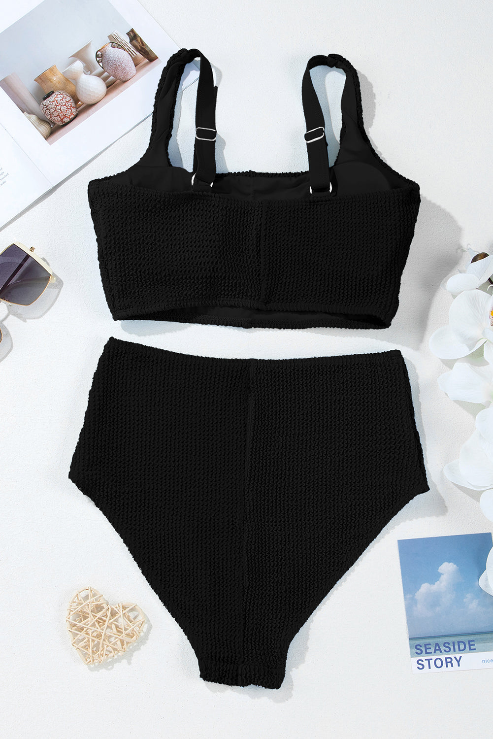 LivelyLooks Corded Colour Block Square Neck High Waist Bikini Set S-2XL women's fashion