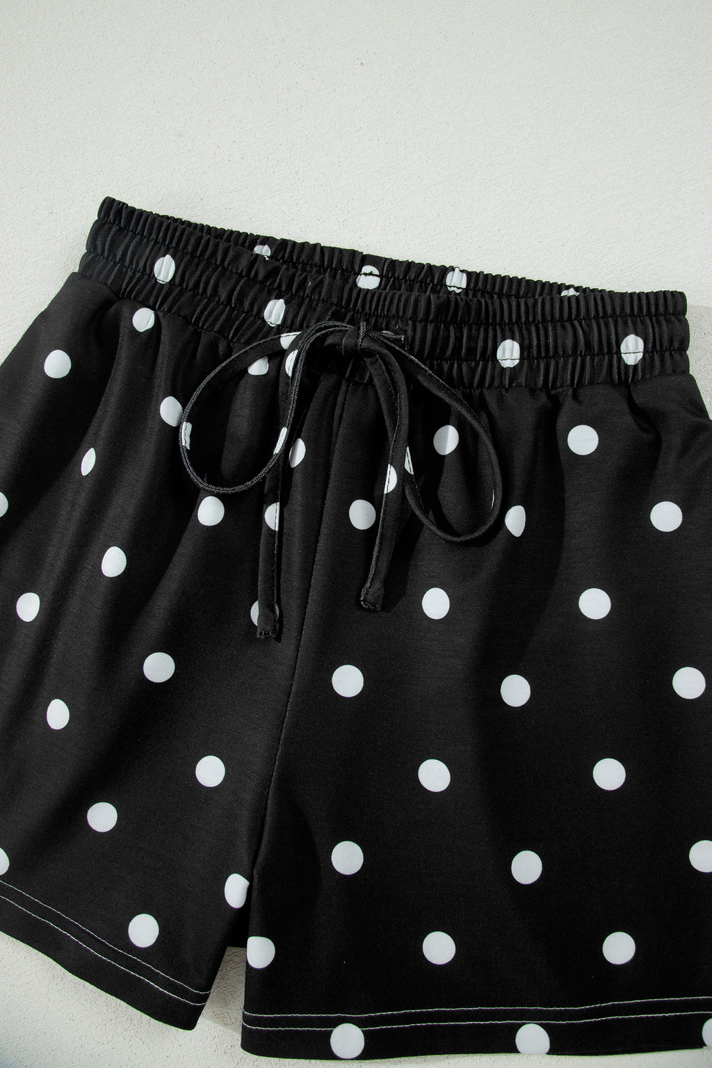 LivelyLooks White Polka Dot Exposed Seam Loose Tee & Drawstring Shorts Set S-XL women's fashion
