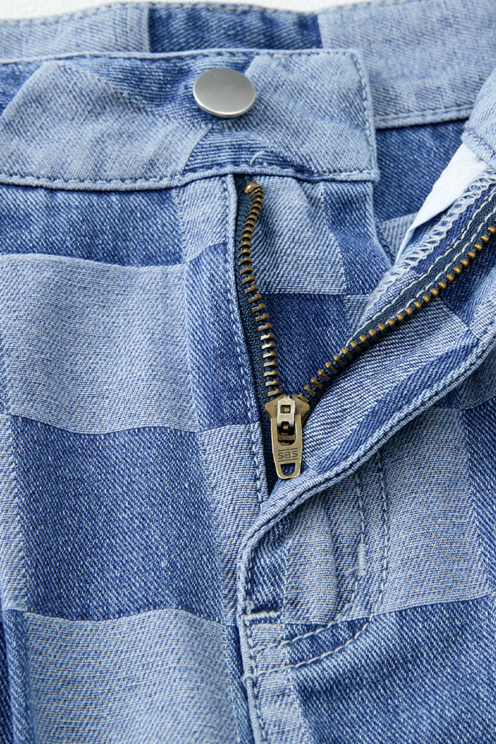 Shop Checkered Denim Wide Leg Jeans UK 8-20 at LivelyLooks