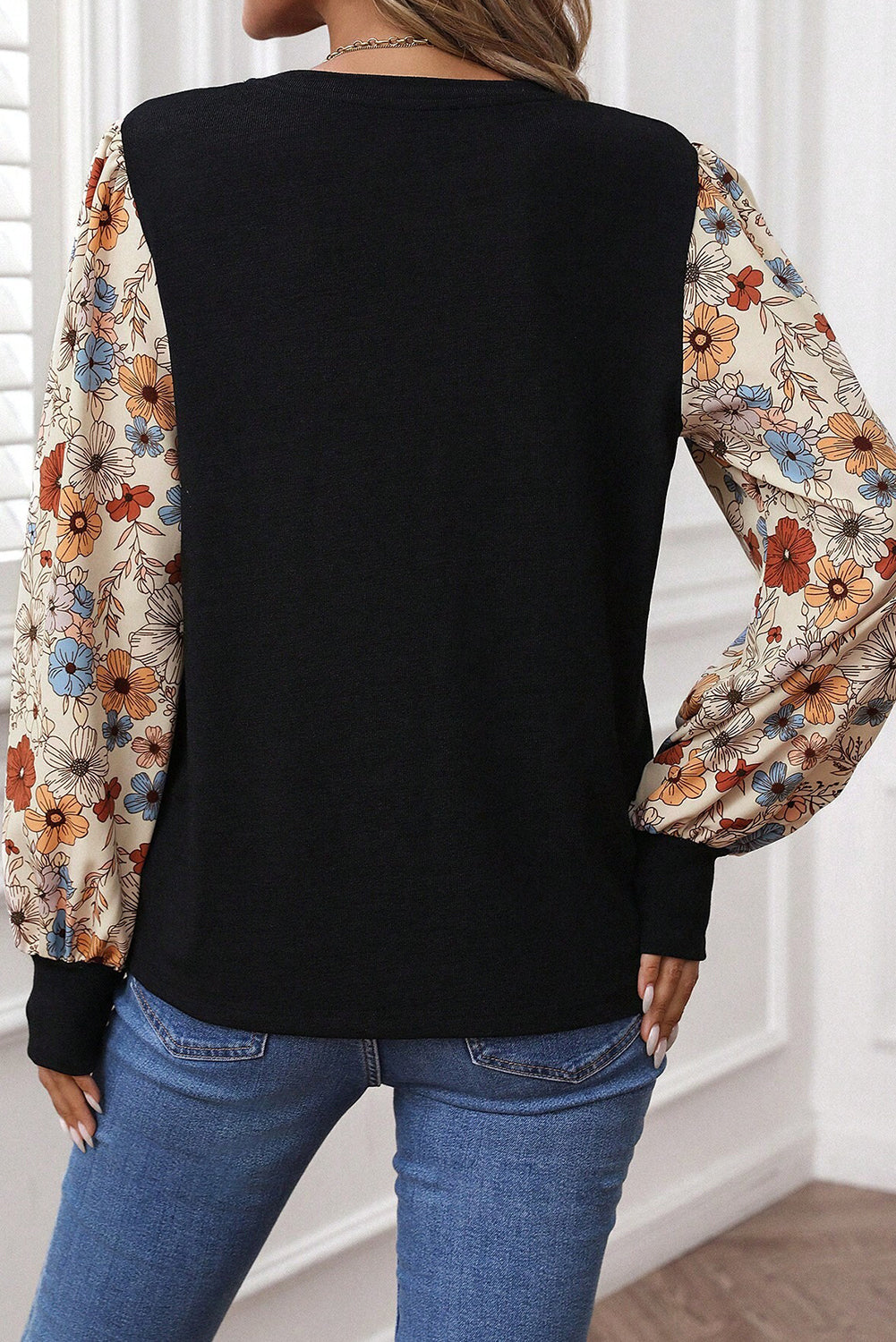 Women's Khaki & Apricot Leopard Patchwork Puff Sleeve Top S-XL at LivelyLooks