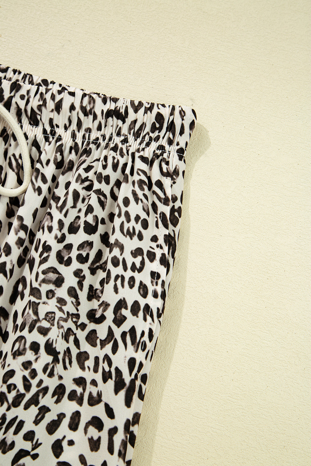 Leopard Print Drawstring Elastic Waist Loose Trousers | Brown & Khaki