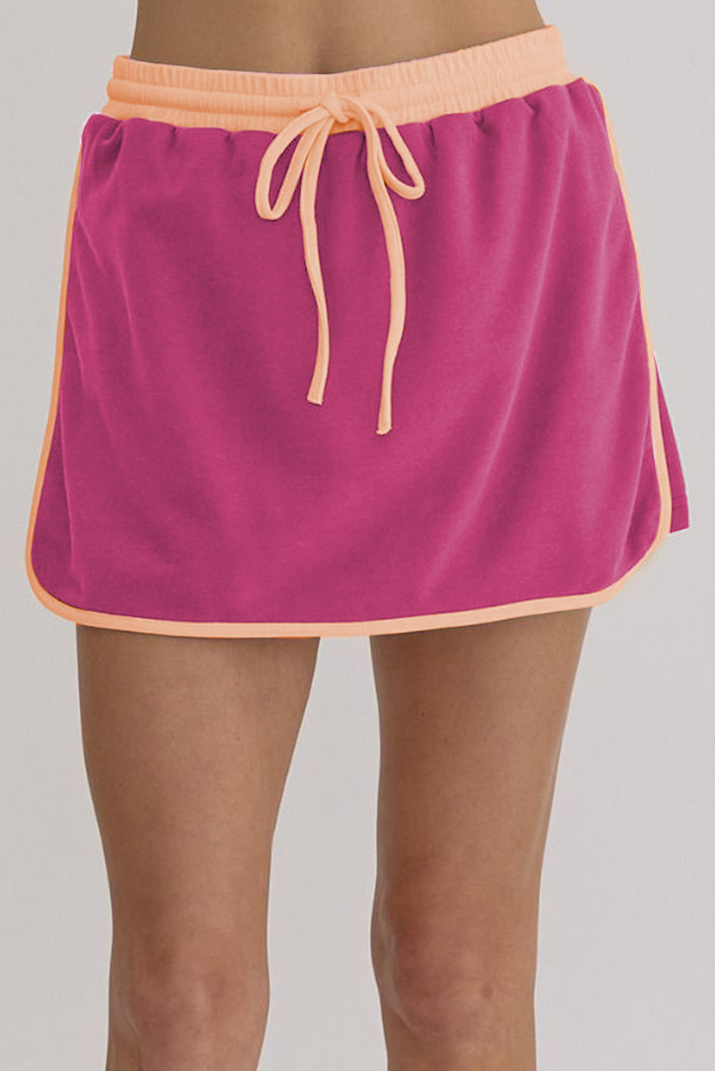 Shop Colour Contrast Loose Pullover & Lace-Up Waist Skort Set S-XL at LivelyLooks