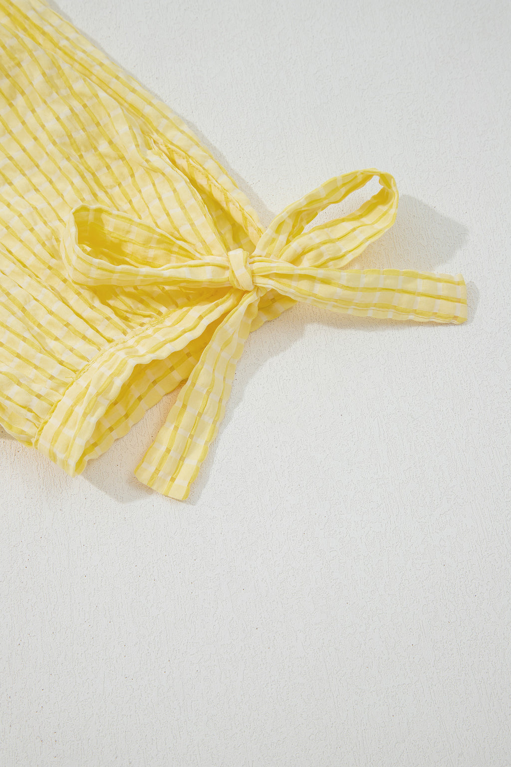 Dusk Blue & Yellow Gingham Bow Tie V-Neck Tiered Midi Dress | Pockets