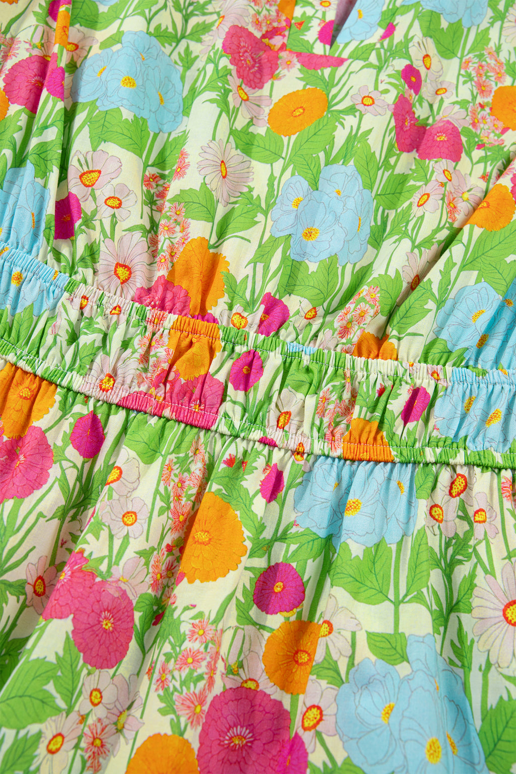 Shop Green Floral Print V-Neck Puff Sleeve Cotton Maxi Dress at LivelyLooks