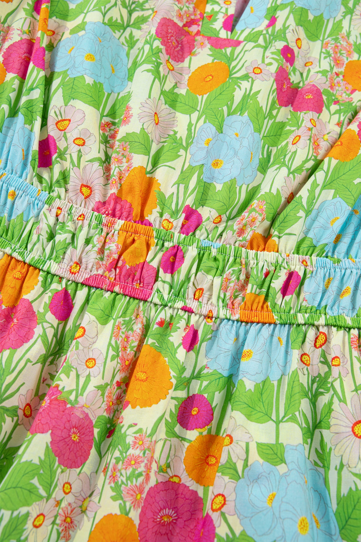 Shop Green Floral Print V-Neck Puff Sleeve Cotton Maxi Dress at LivelyLooks