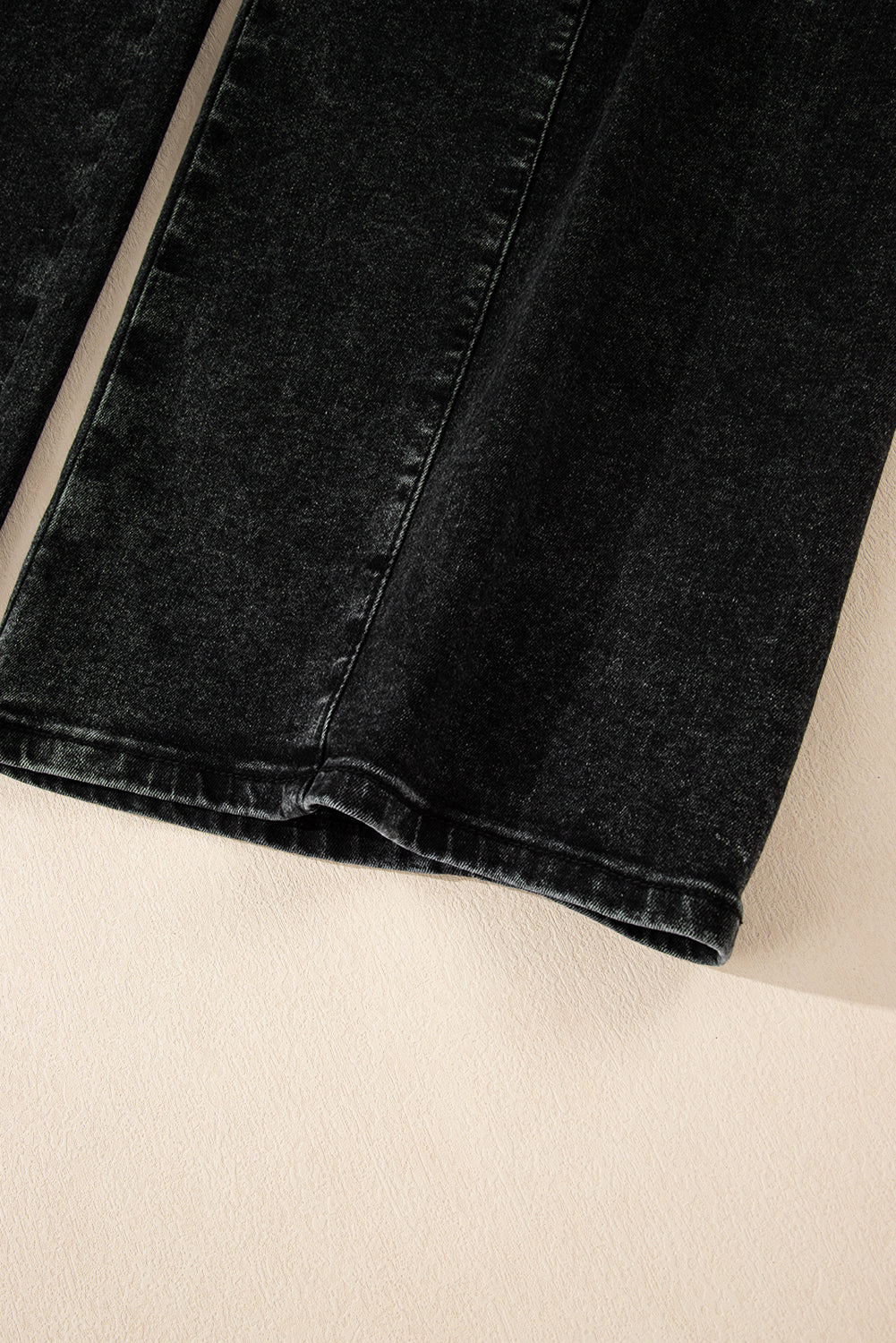 Dark Grey Pleated Wide Leg Mineral Wash Denim Pants | UK 8–18