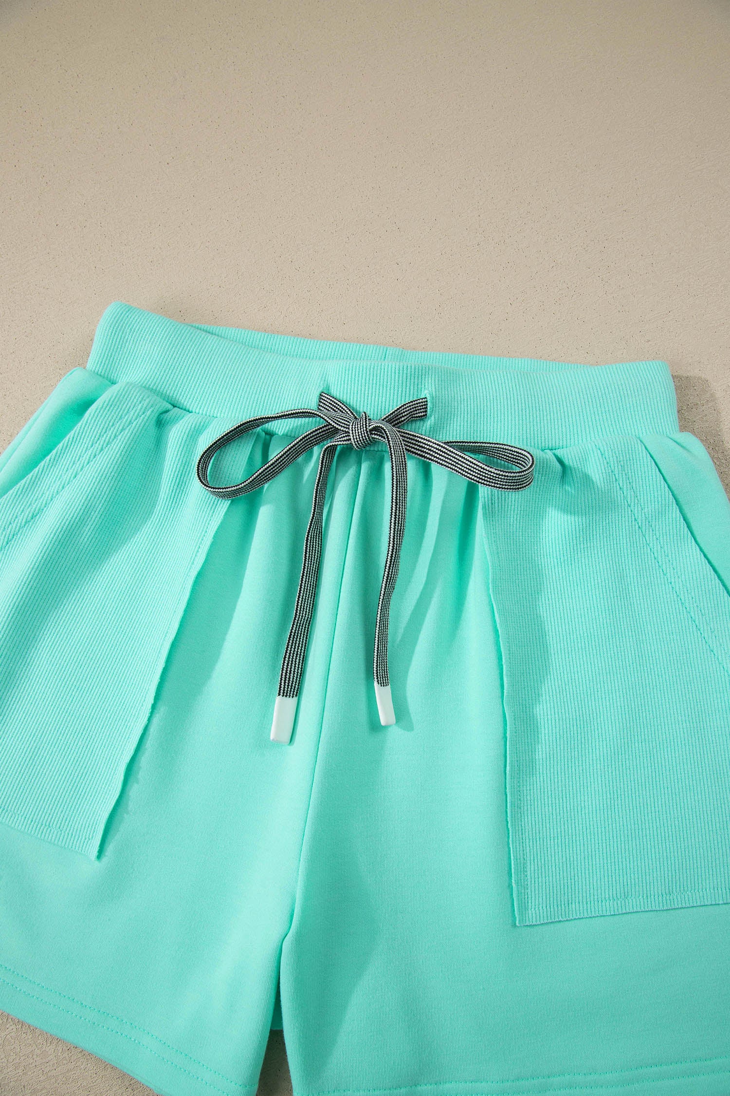 LivelyLooks Women's V-Neck Short Sleeve Top & Drawstring Shorts Set Pink Green S-XL women's fashion