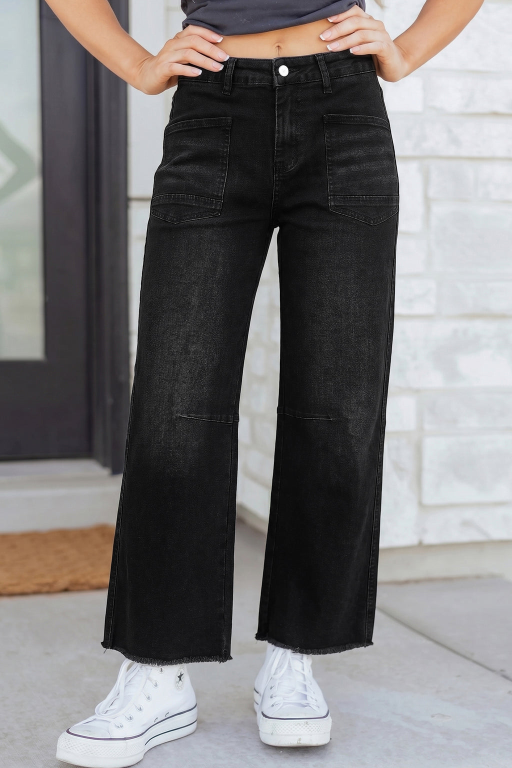 Women's Frayed Cropped Straight Leg Jeans UK 4-16 at LivelyLooks