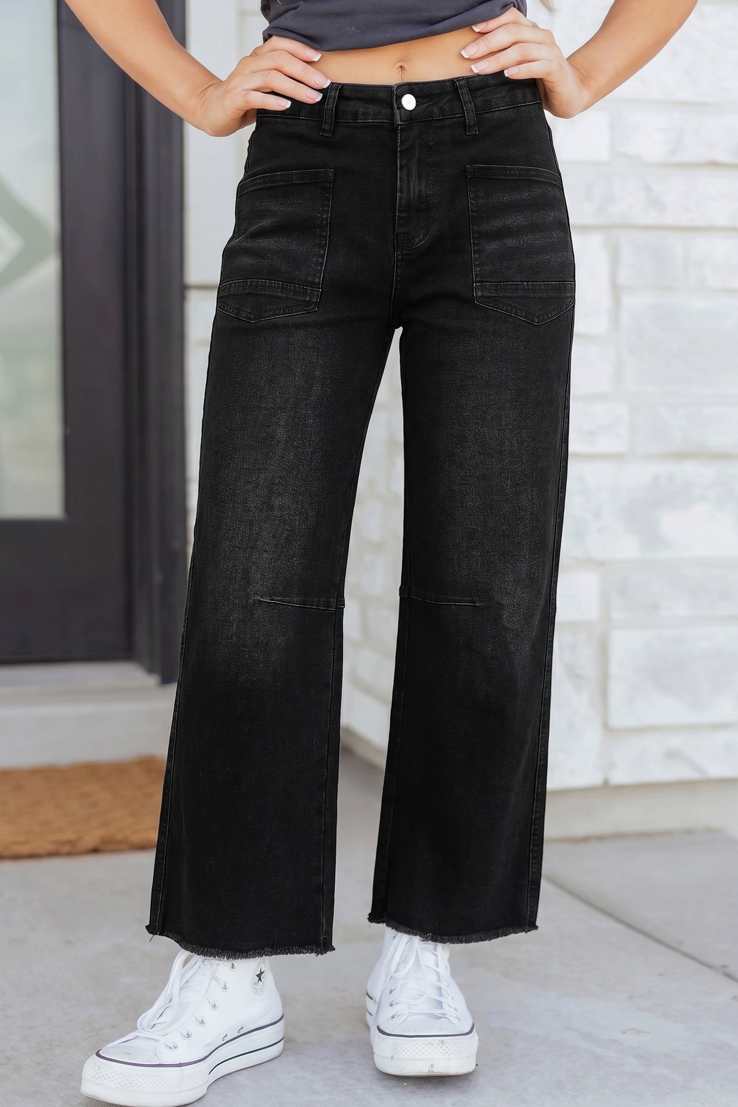 Women's Frayed Cropped Straight Leg Jeans UK 4-16 at LivelyLooks