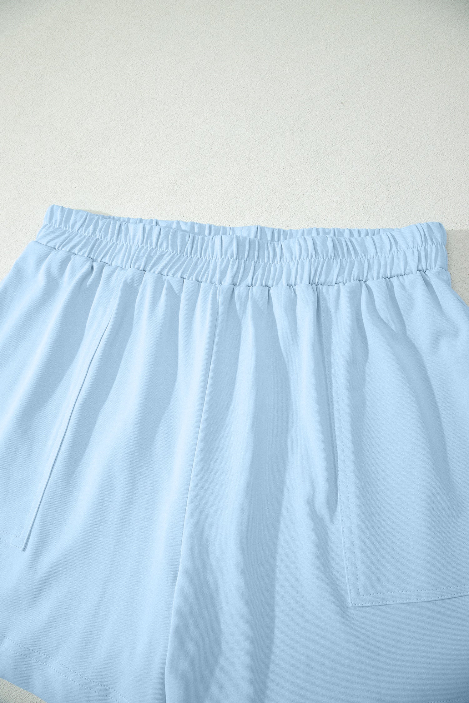 Women's Stitched Detail Tank Top & Shorts Co-ord Set Pink Mist Blue S-XL