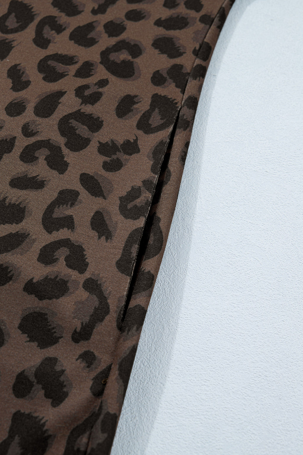 Brown Leopard Print Contrast Collar V Neck Mini Dress S-XL