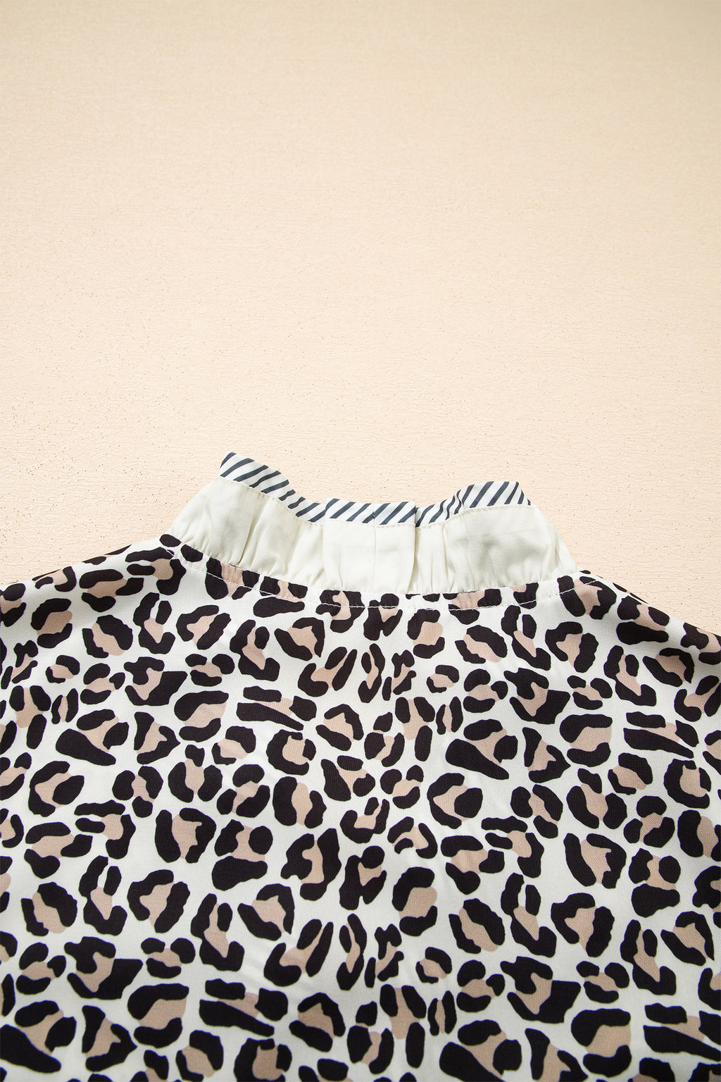 Black Leopard Print Striped Ruffled Colourblock Trim V Neck Short Sleeve Blouse | UK 10–18