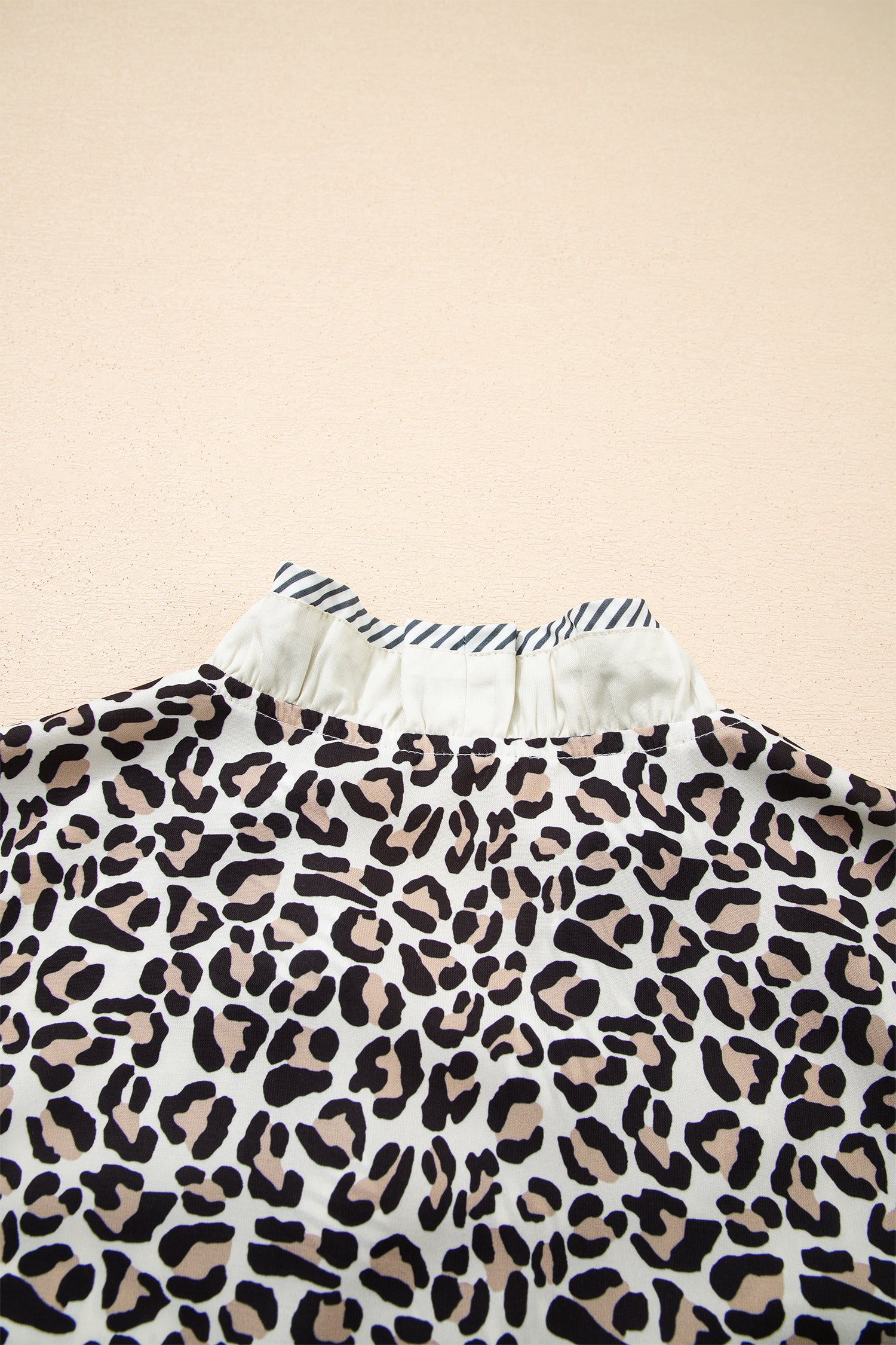 Black Leopard Print Striped Ruffled Colourblock Trim V Neck Short Sleeve Blouse | UK 10–18