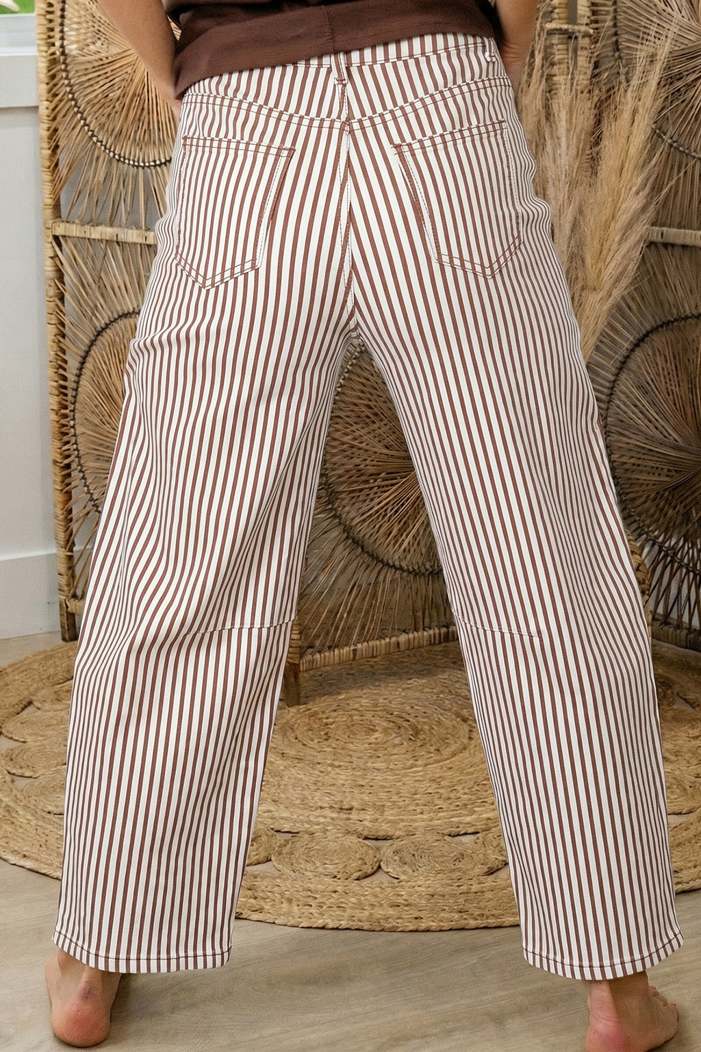 Shop Stripe Casual Barrel Leg Jeans UK 8-20 at LivelyLooks
