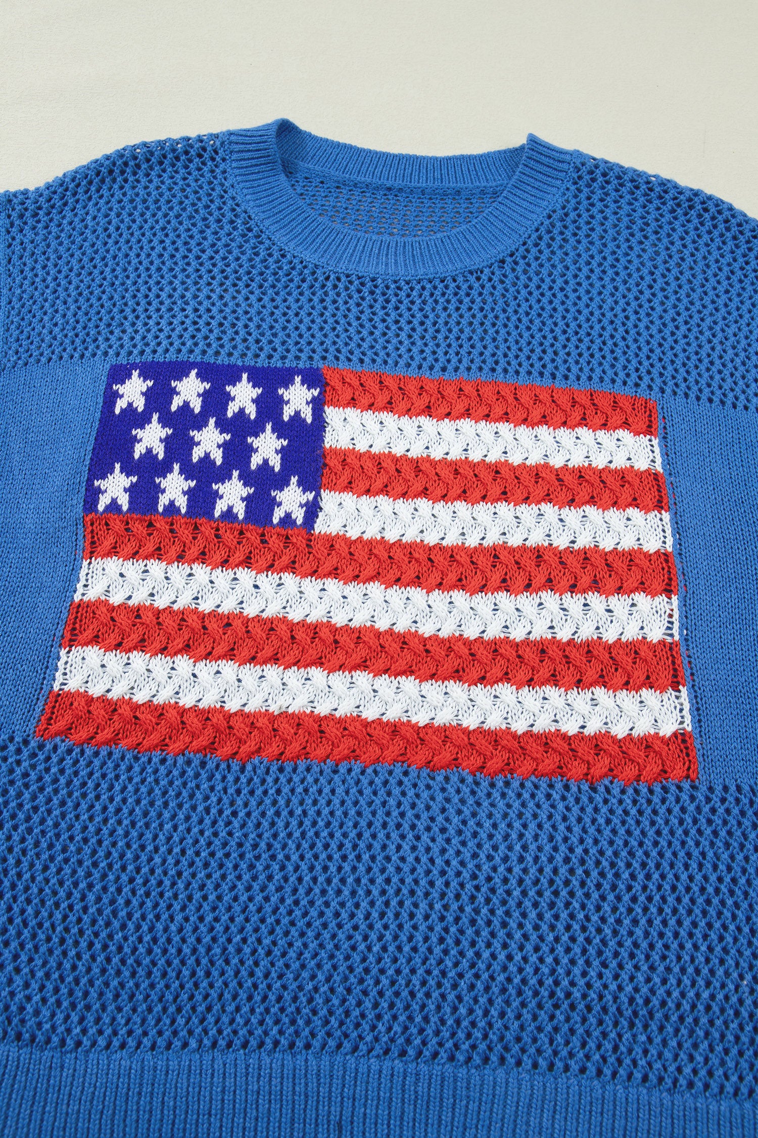 Women's Fiery Red Flag Graphic Short Sleeve Sweater Top at LivelyLooks