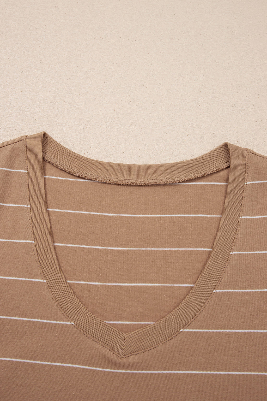 Khaki Stripe Casual Short Sleeve Side Slit Maxi T-Shirt Dress S-XL