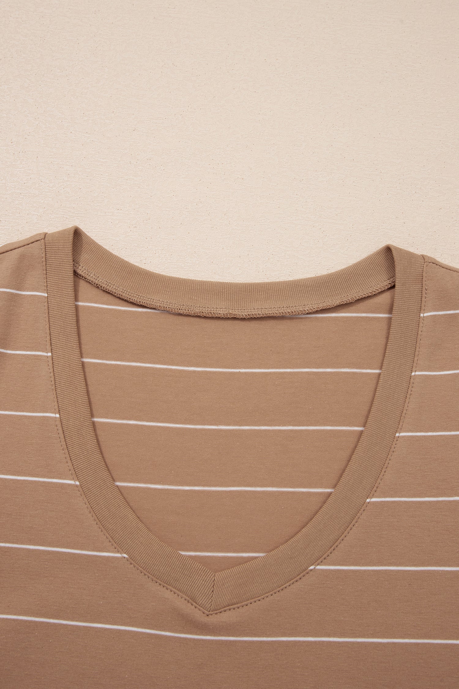 Khaki Stripe Casual Short Sleeve Side Slit Maxi T-Shirt Dress S-XL