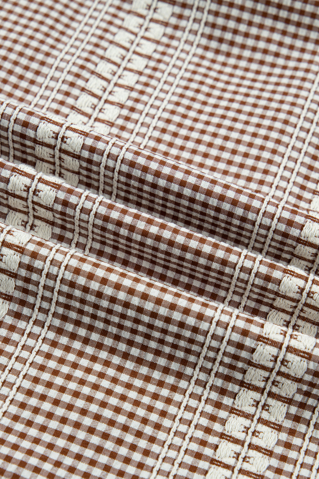 Women's Red Brown Western Gingham Blouse Pony Embroidered Puff Sleeve S-XL at LivelyLooks
