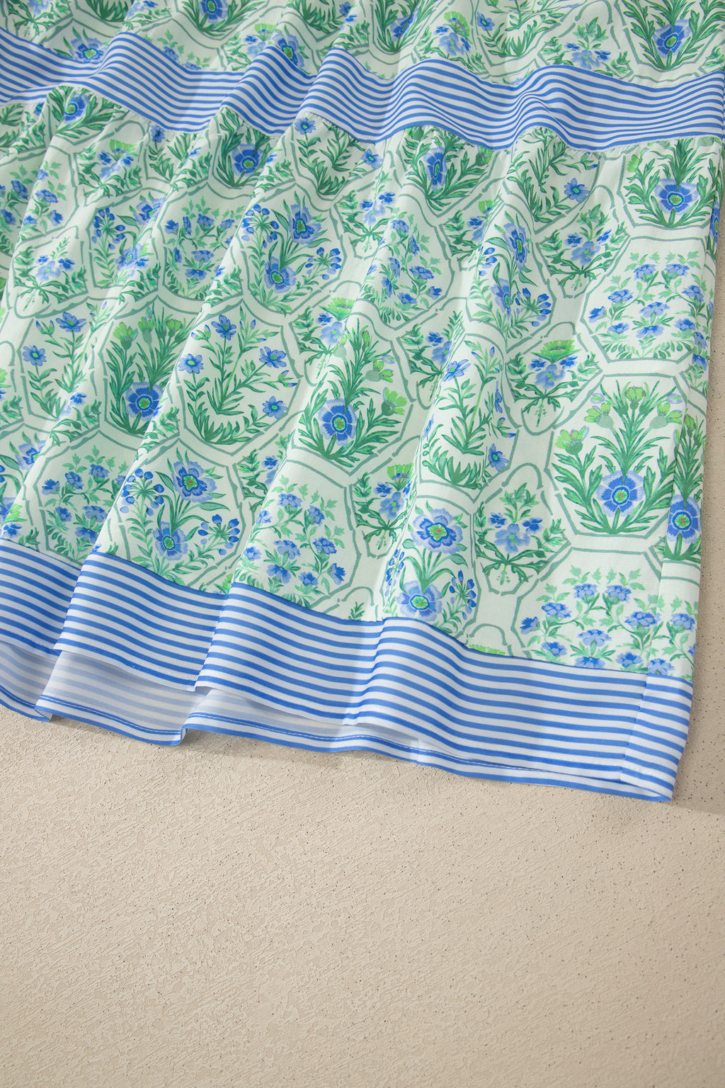 Green Geometric Floral Striped Patchwork Sleeveless Dress | Sizes 8-22
