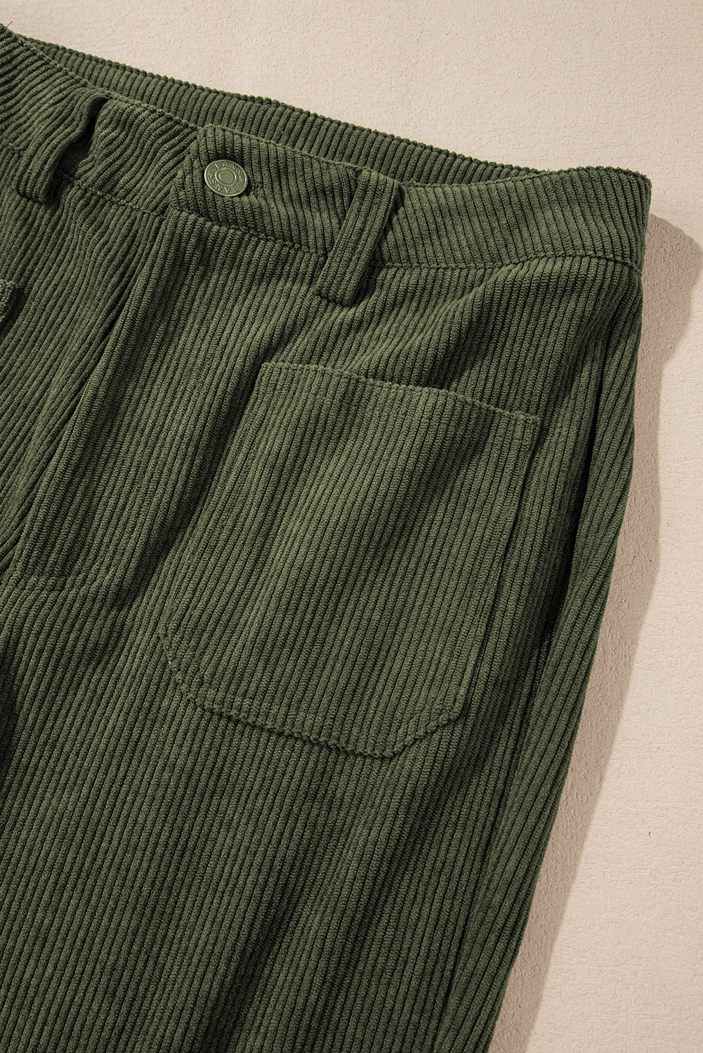Women's Women's High Waist Corduroy Trousers Square Pockets Green/Brown at LivelyLooks