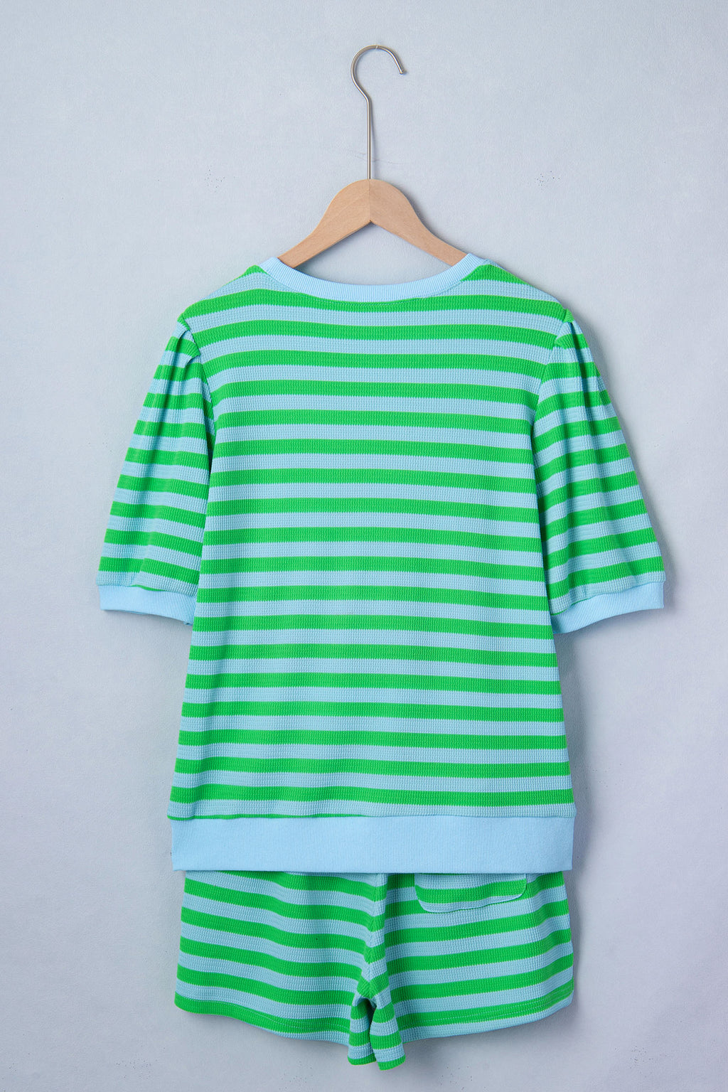 LivelyLooks Women's Stripe Puff Sleeve Top & Shorts Matching Set S-2XL women's fashion