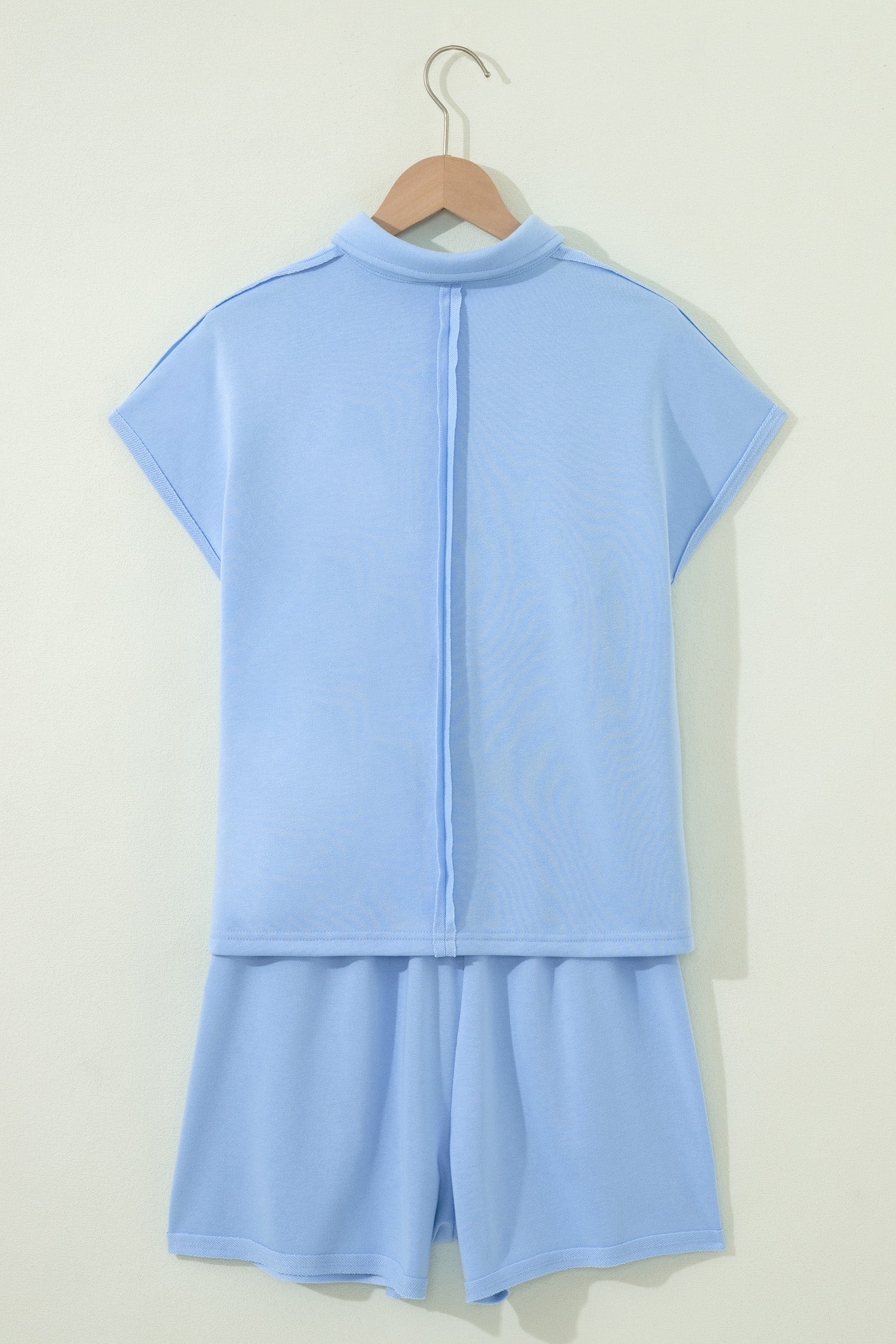 LivelyLooks Yellow & Blue Loose Polo Tee & Elastic Waist Shorts Co-ord Set | S-XL women's fashion