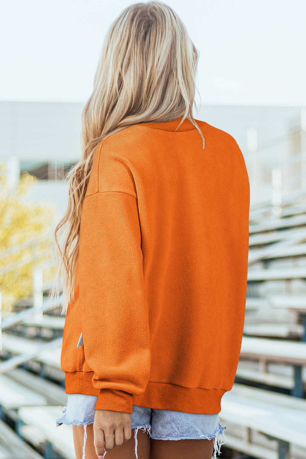 Carrot Oversized Reversible Sweatshirt Drop Shoulder Mock Neck Women S-XL