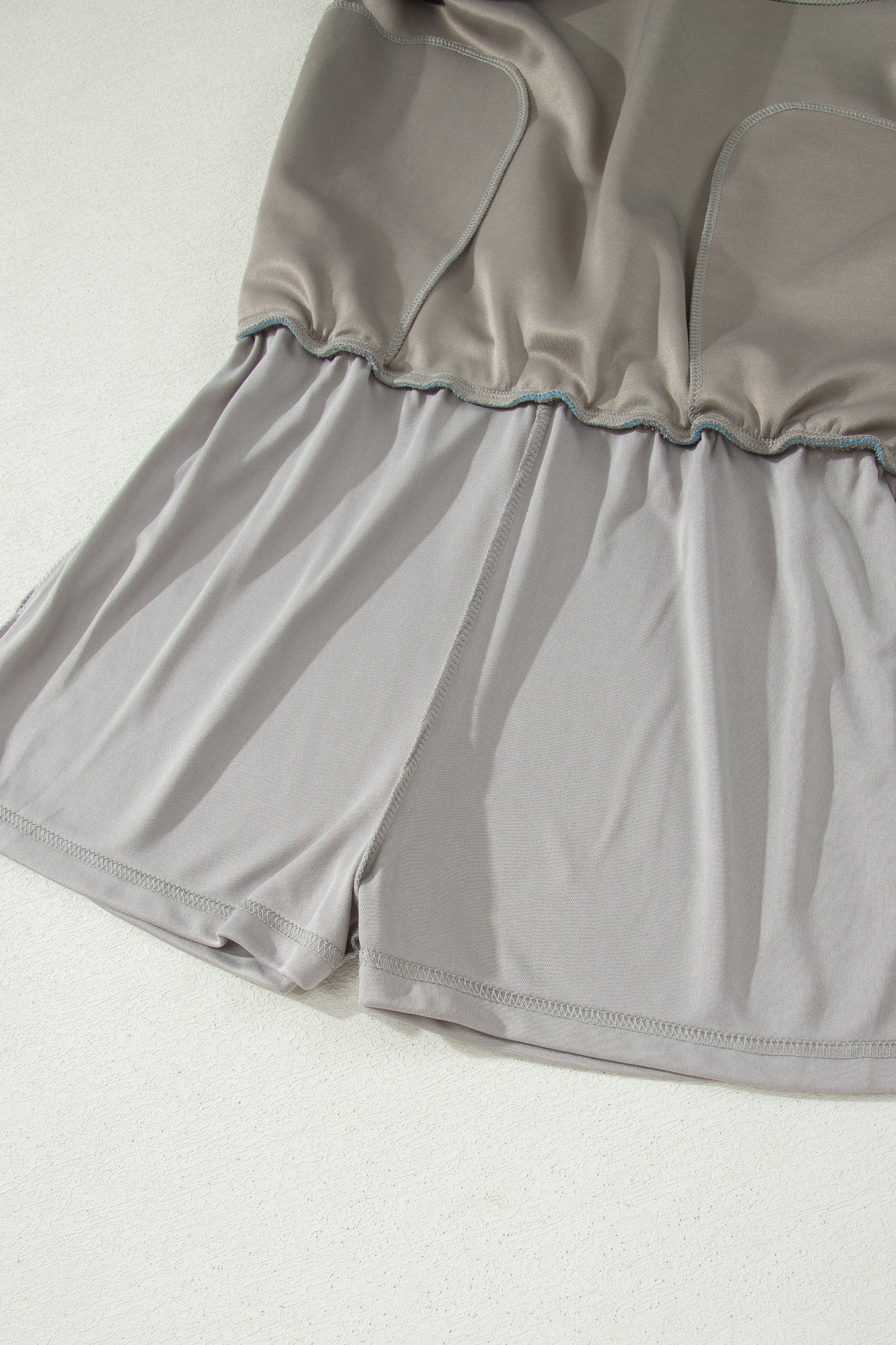 Smoke Green Contrast Trim Zip Up Sporty Jacket & Mini Skort Set