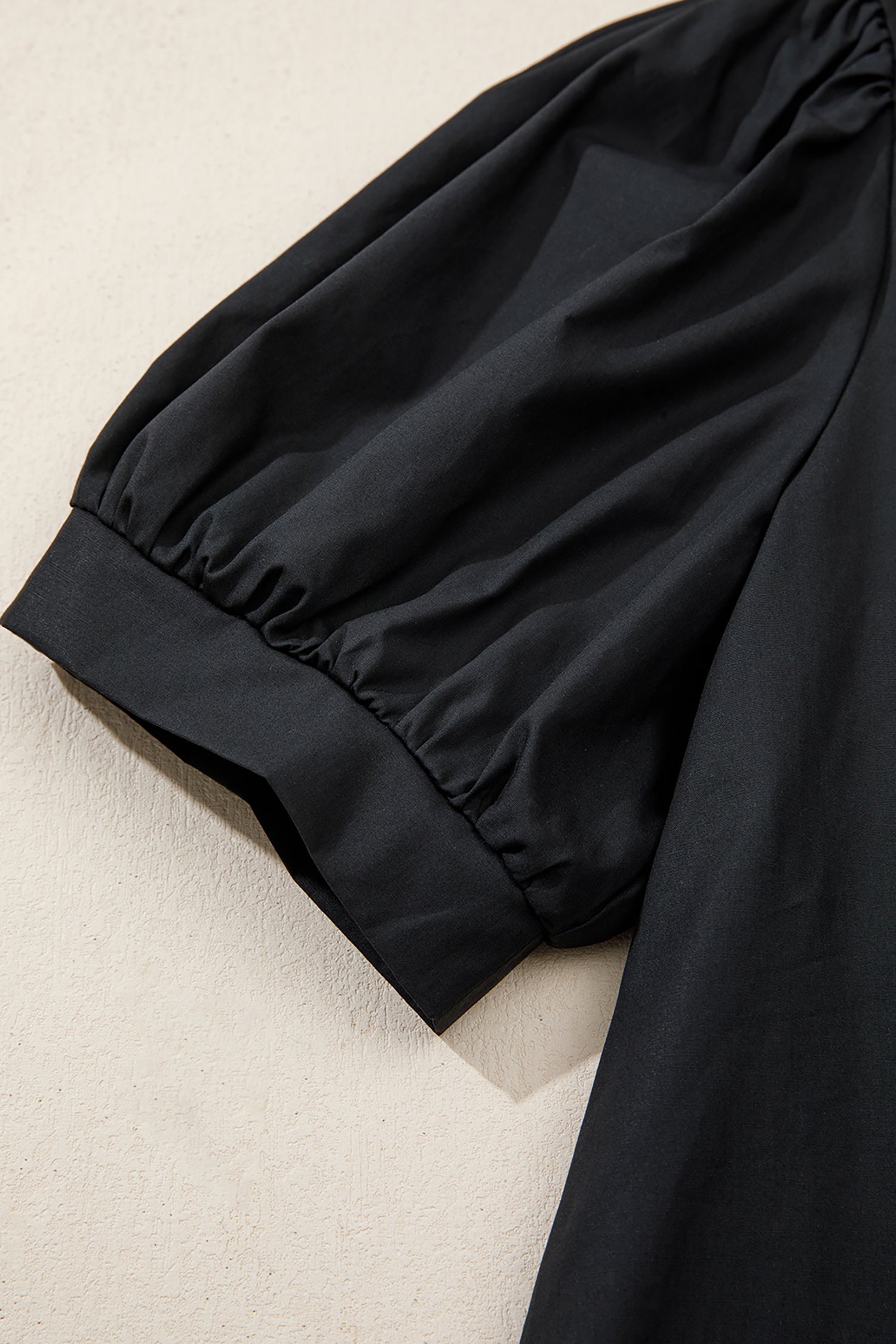Shop Black Embroidered V Neck Puff Sleeve Blouse Women's Top at LivelyLooks