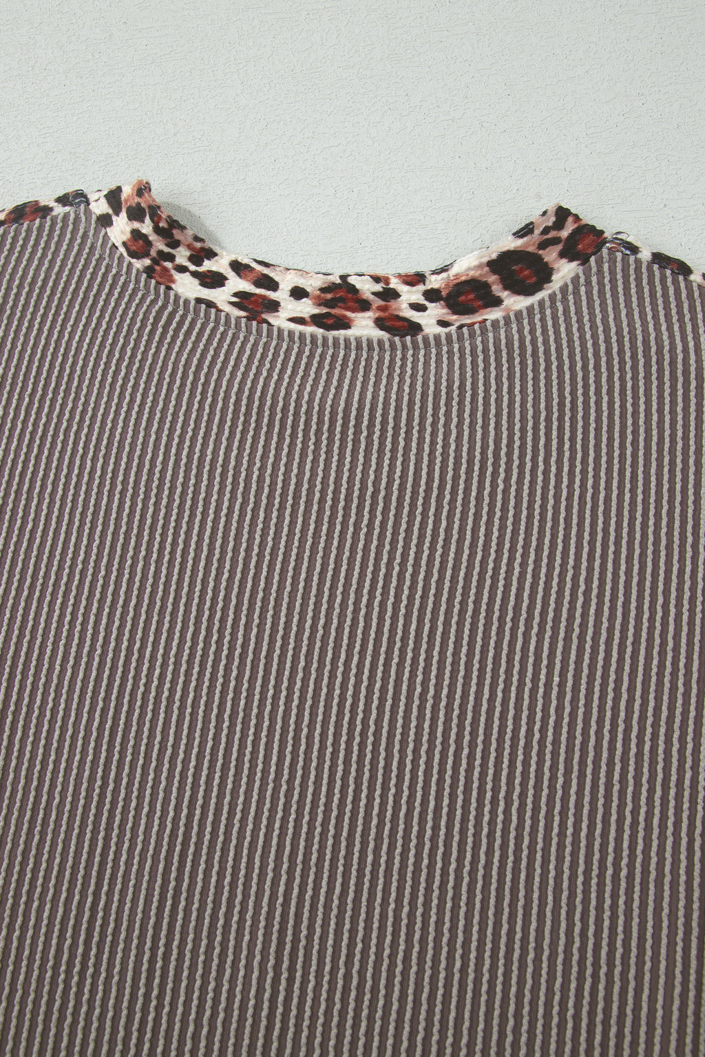 Ribbed Twist Short Set with Leopard Trim | Sky Blue, Light Grey & Sachet Pink